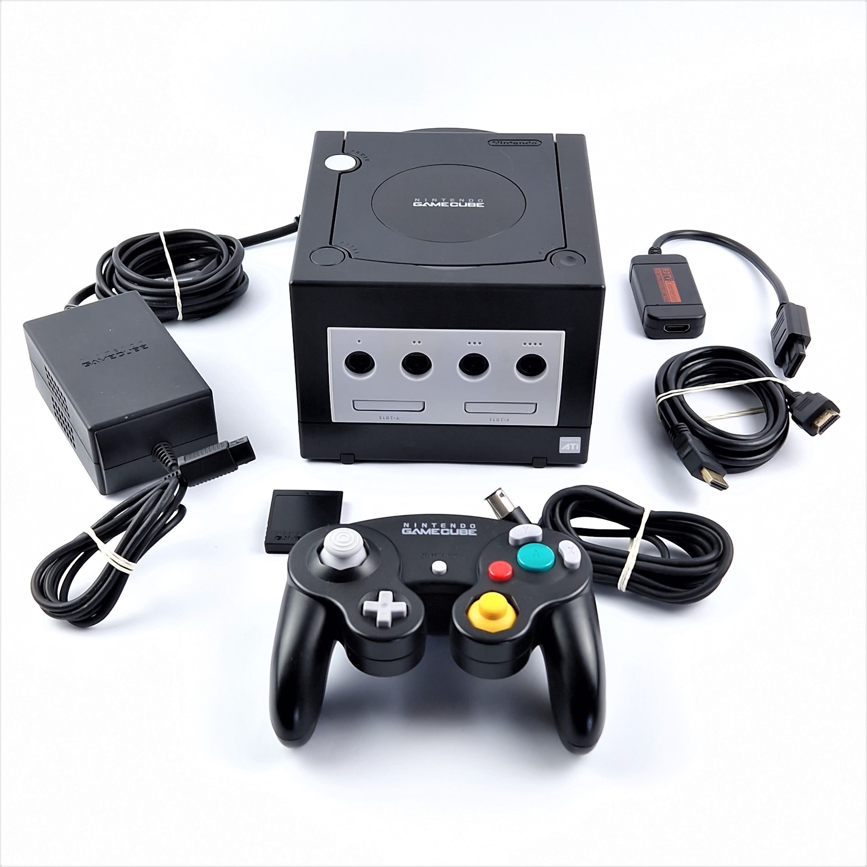 Nintendo Gamecube Konsole : Schwarz mit Controller, Kabel u. Memory Card Console