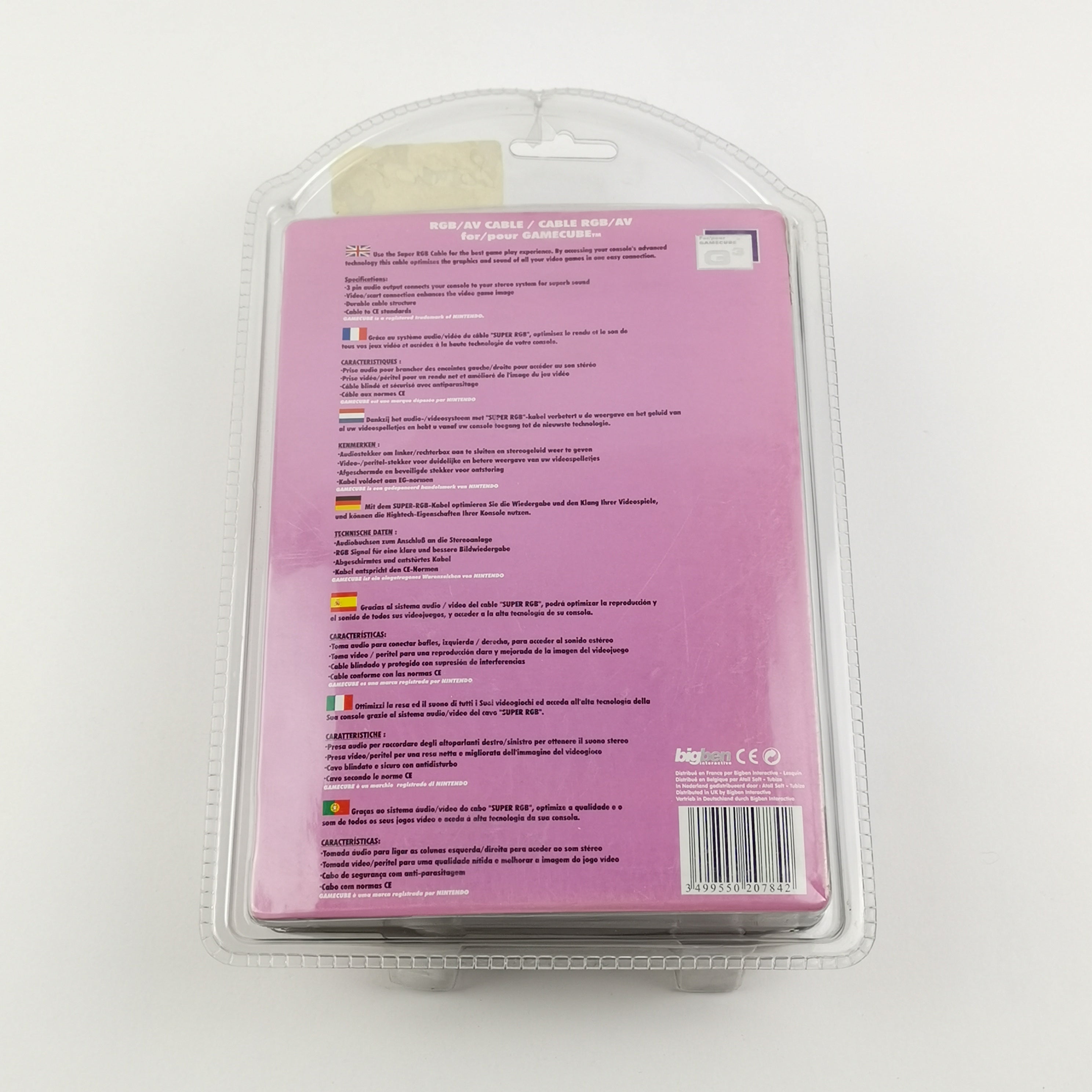 Nintendo Gamecube Zubehör : RGB / AV Cable Kabel von Bigben - Blister NEU OVP