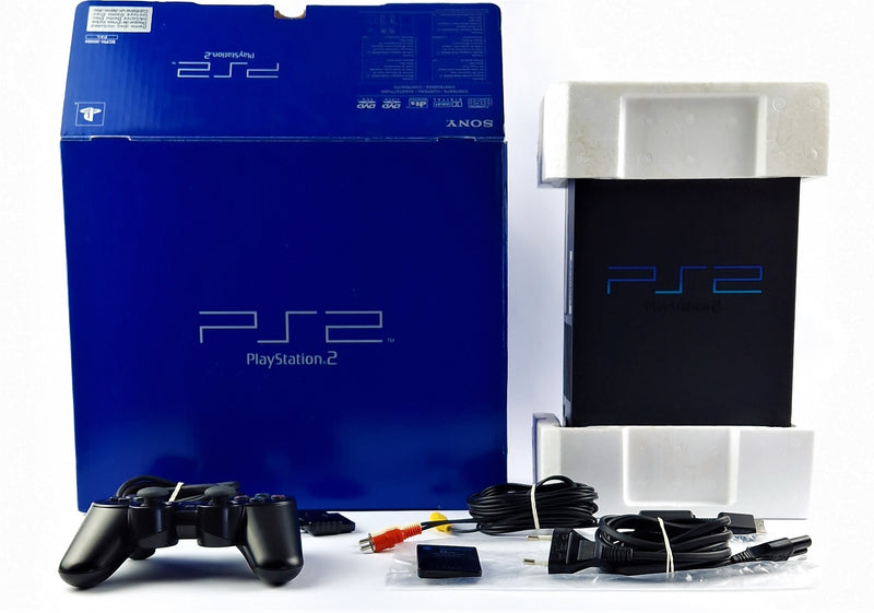 Playstation 2 Console: Sony PS2 Console Black / Black FAT SCPH-30004 OVP PAL