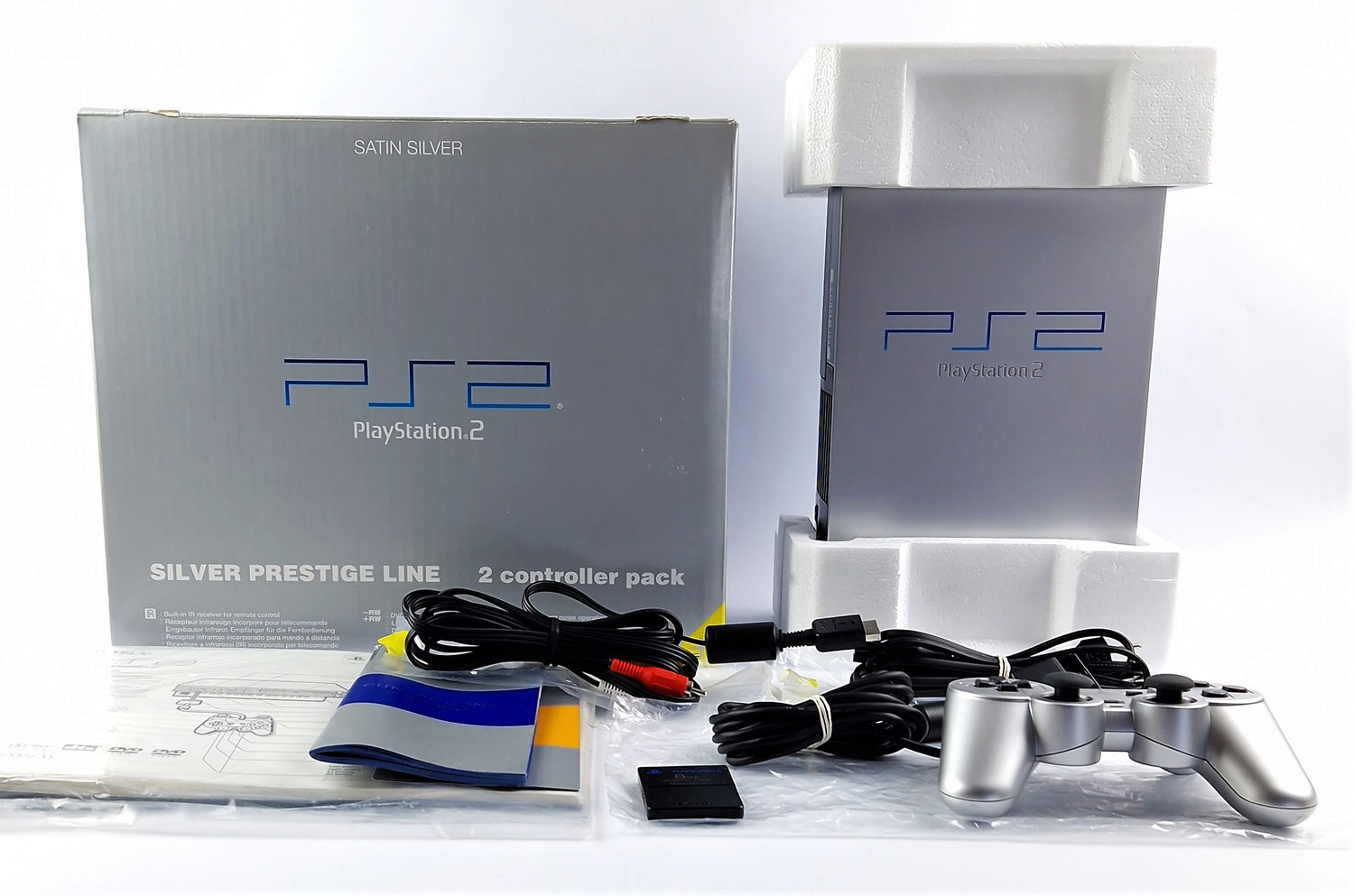 Playstation 2 Konsole : Sony PS2 Console Silber / Silver Prestige Line OVP PAL