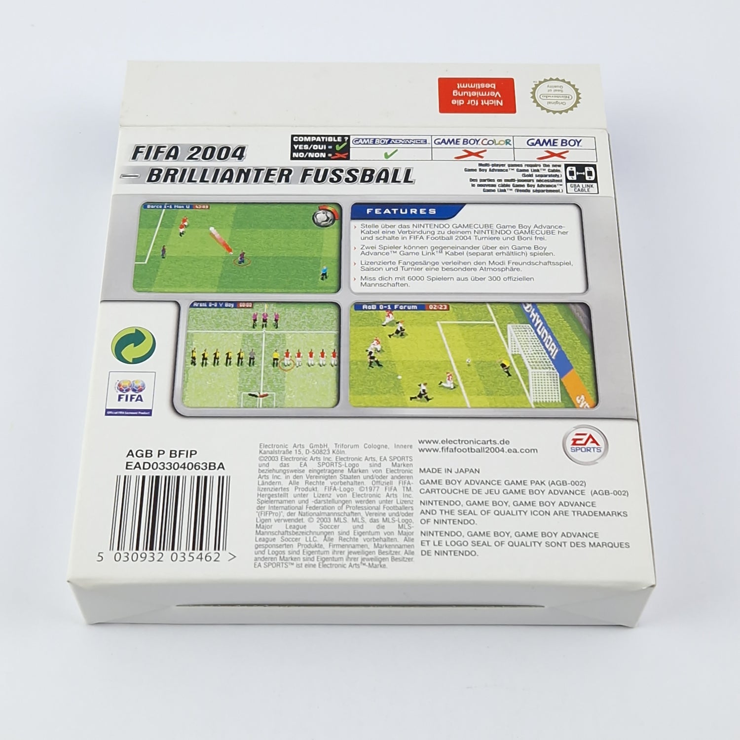 Nintendo Game Boy Advance Game: Fifa Football 2004 - OVP Instructions Module