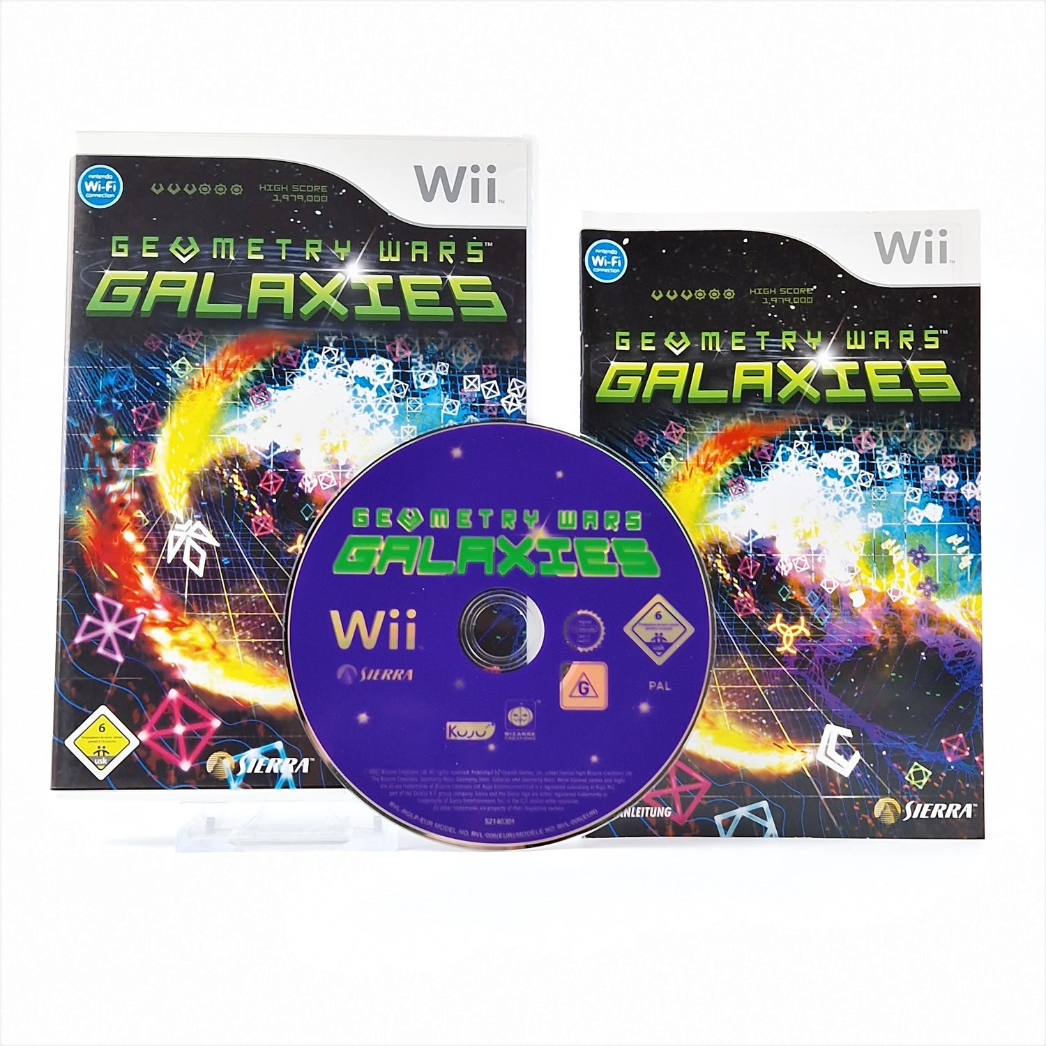 Nintendo Wii Game: Geometry Wars Galaxies - OVP Instructions CD Pal