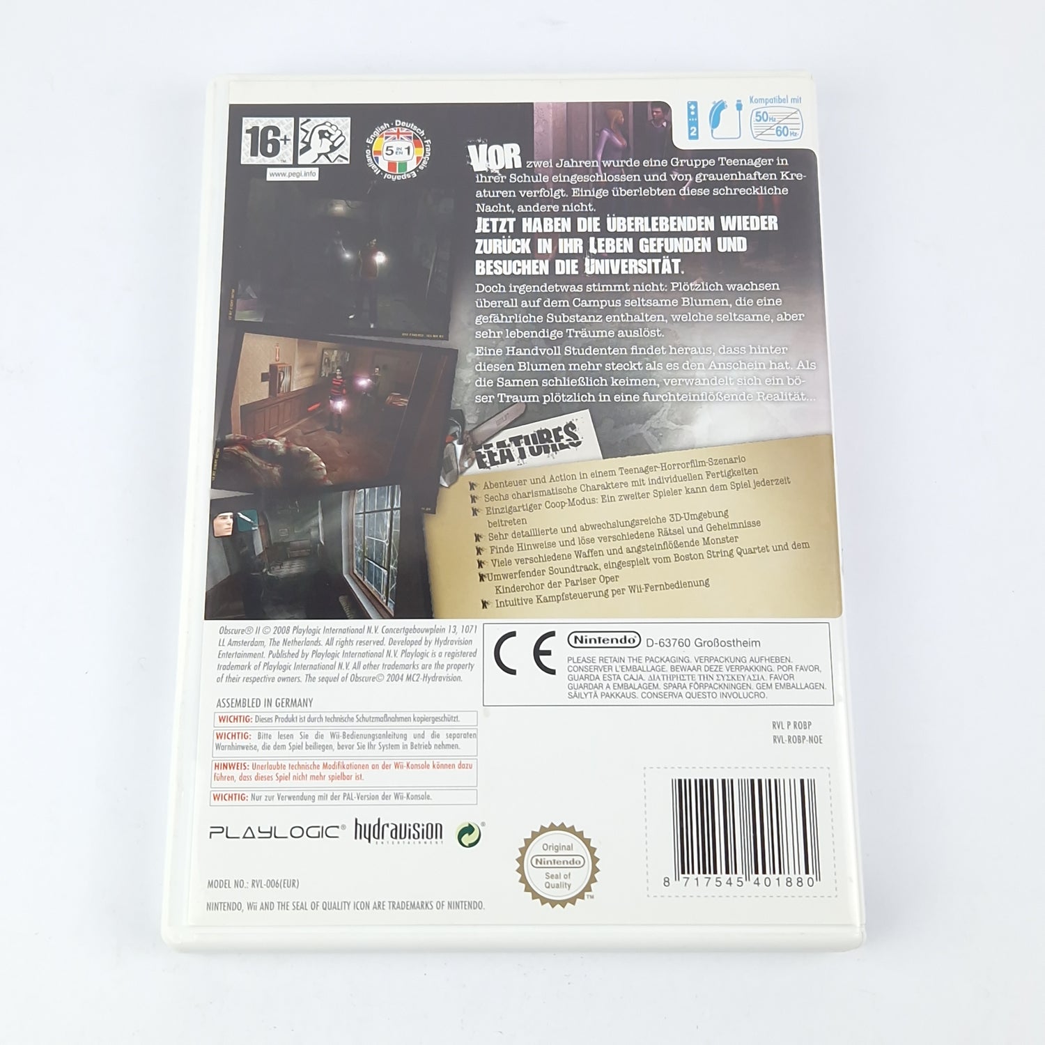 Nintendo Wii Game: Obscure II 2 - OVP Instructions CD Pal Disk