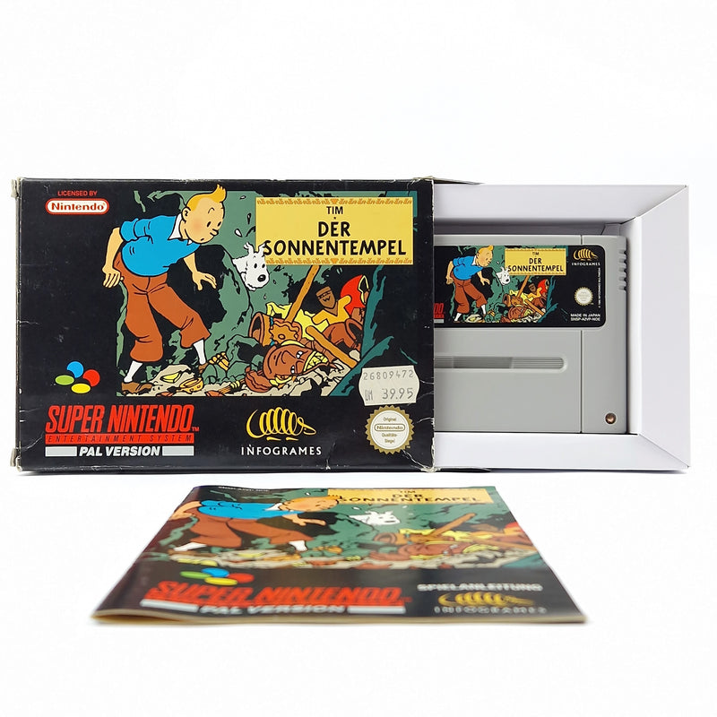 Super Nintendo Spiel : Tim & Struppi Der Sonnentempel - OVP Anleitung Modul SNES