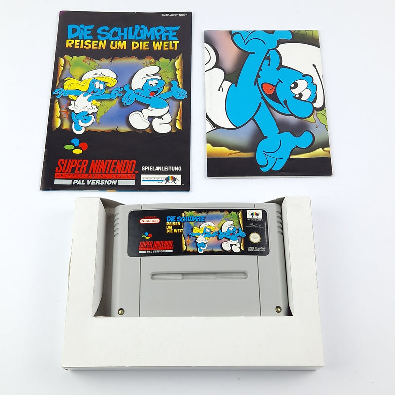 Super Nintendo Spiel : Die Schlümpfe Reisen um die Welt OVP Anleitung Modul SNES