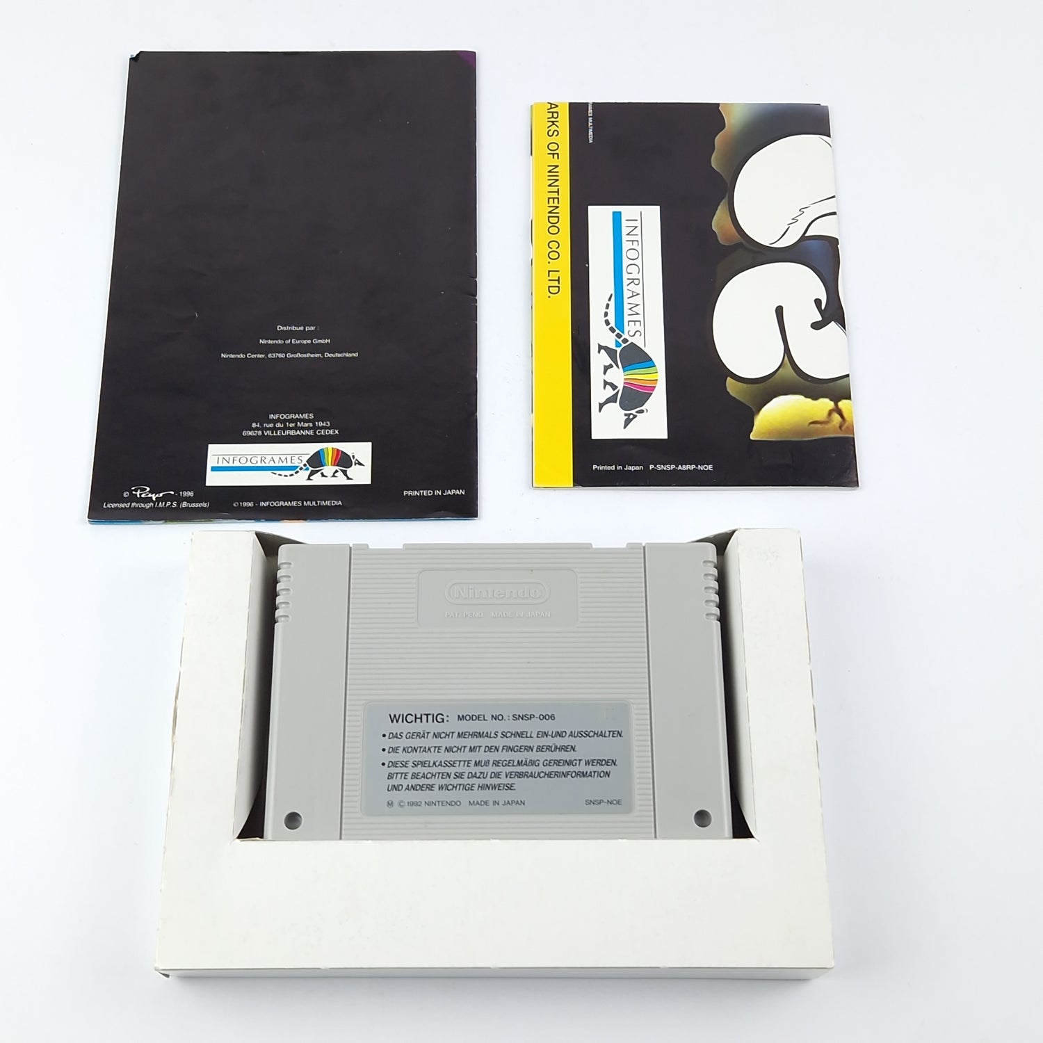 Super Nintendo Spiel : Die Schlümpfe Reisen um die Welt OVP Anleitung Modul SNES