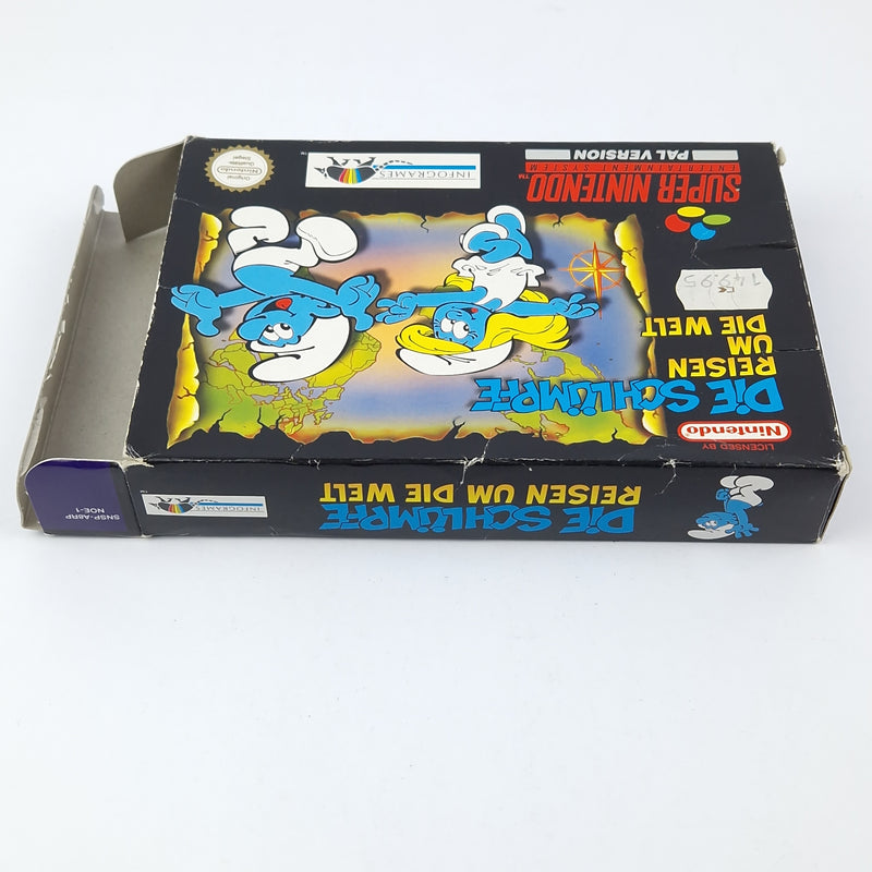 Super Nintendo Spiel : Die Schlümpfe Reisen um die Welt OVP Anleitung Modul SNES