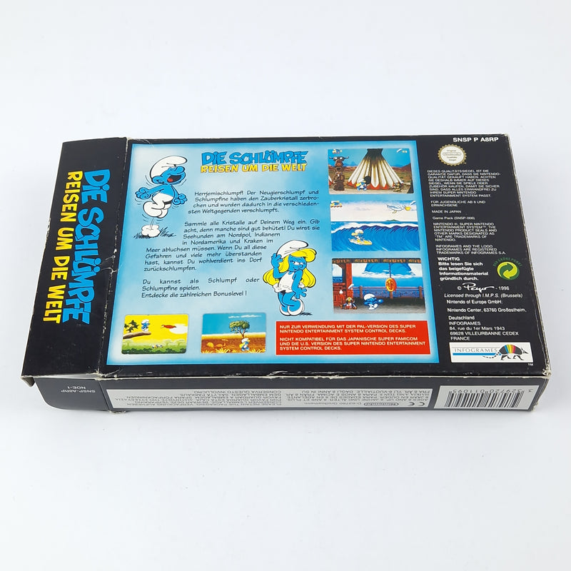 Super Nintendo Spiel : Die Schlümpfe Reisen um die Welt OVP Anleitung Modul SNES