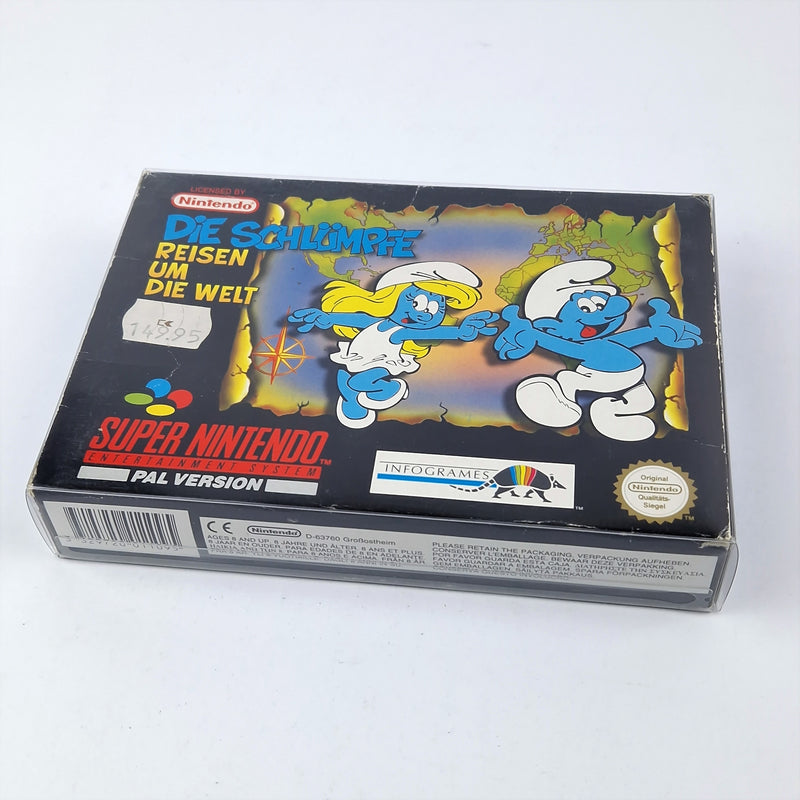 Super Nintendo Spiel : Die Schlümpfe Reisen um die Welt OVP Anleitung Modul SNES