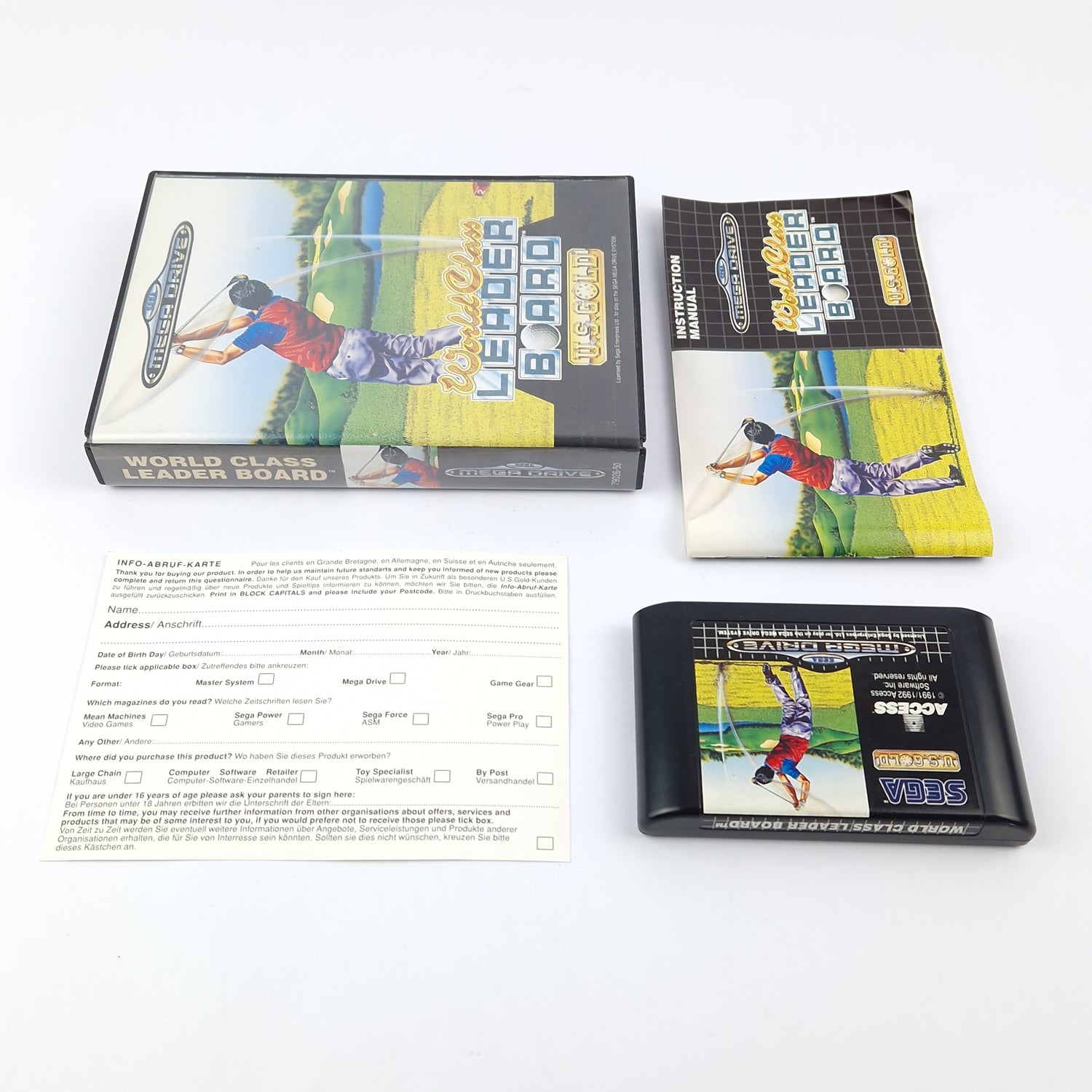 Sega Mega Drive Game: World Class Leader Board - OVP Instructions Module PAL MD
