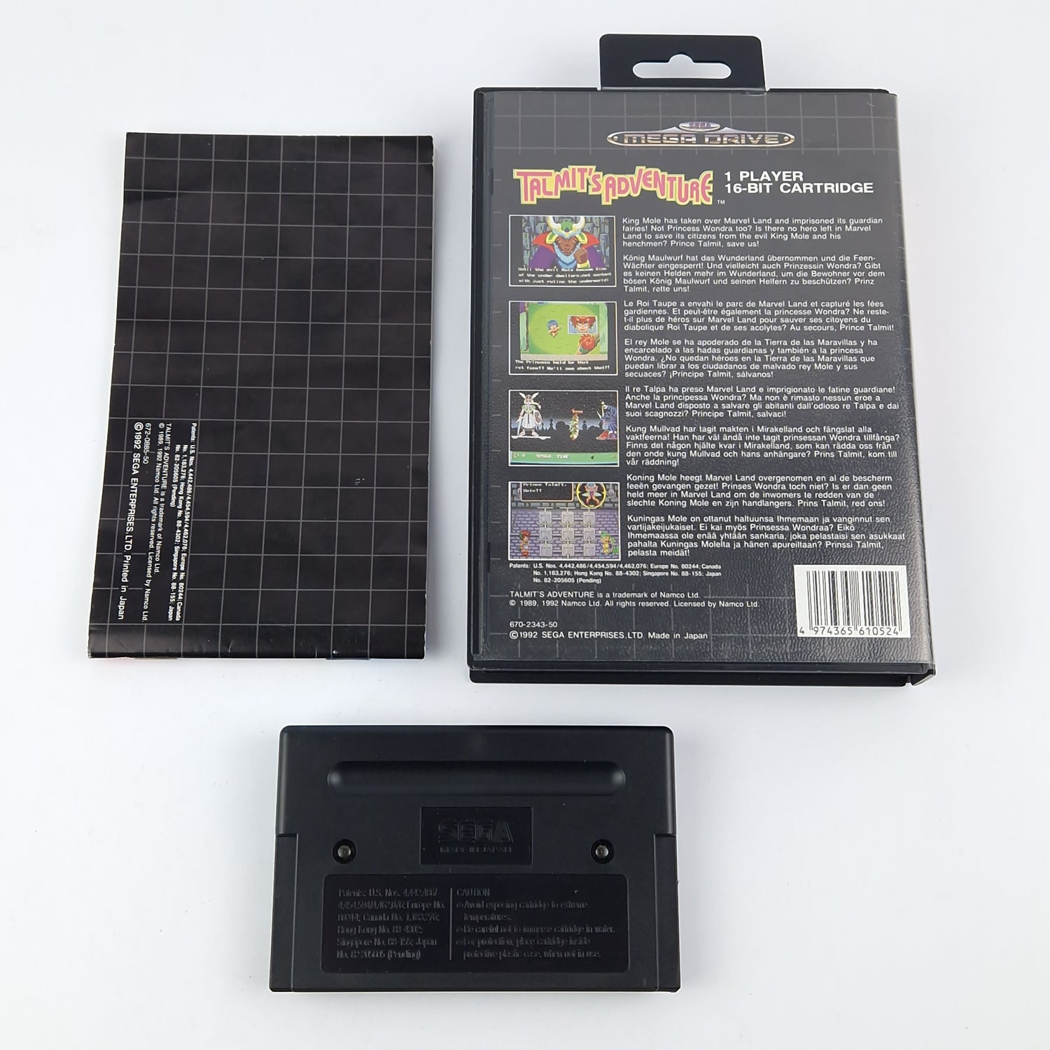 Sega Mega Drive game: Talmits Adventure - OVP instructions module PAL