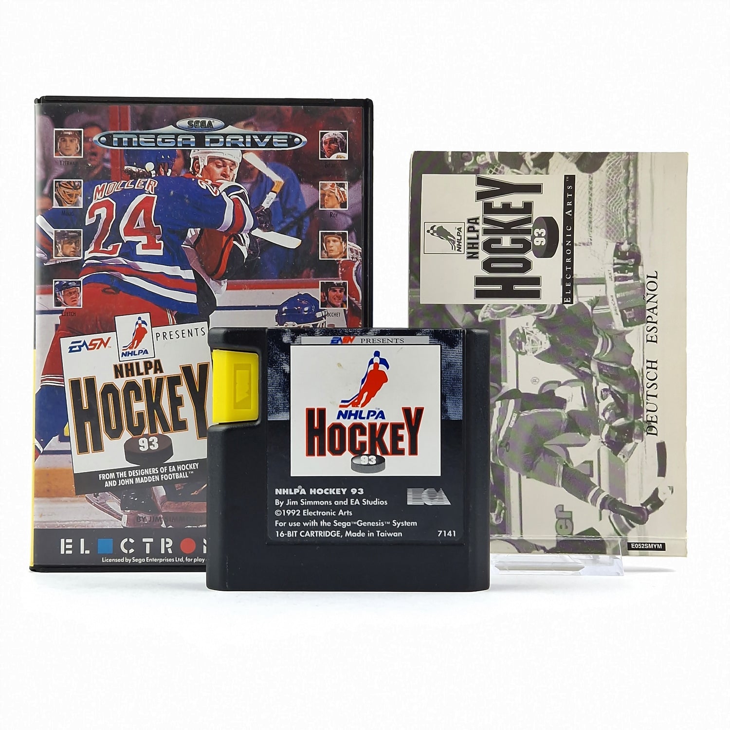 Sega Mega Drive game: NHLPA Hockey 93 Icehockey - original packaging instructions module PAL