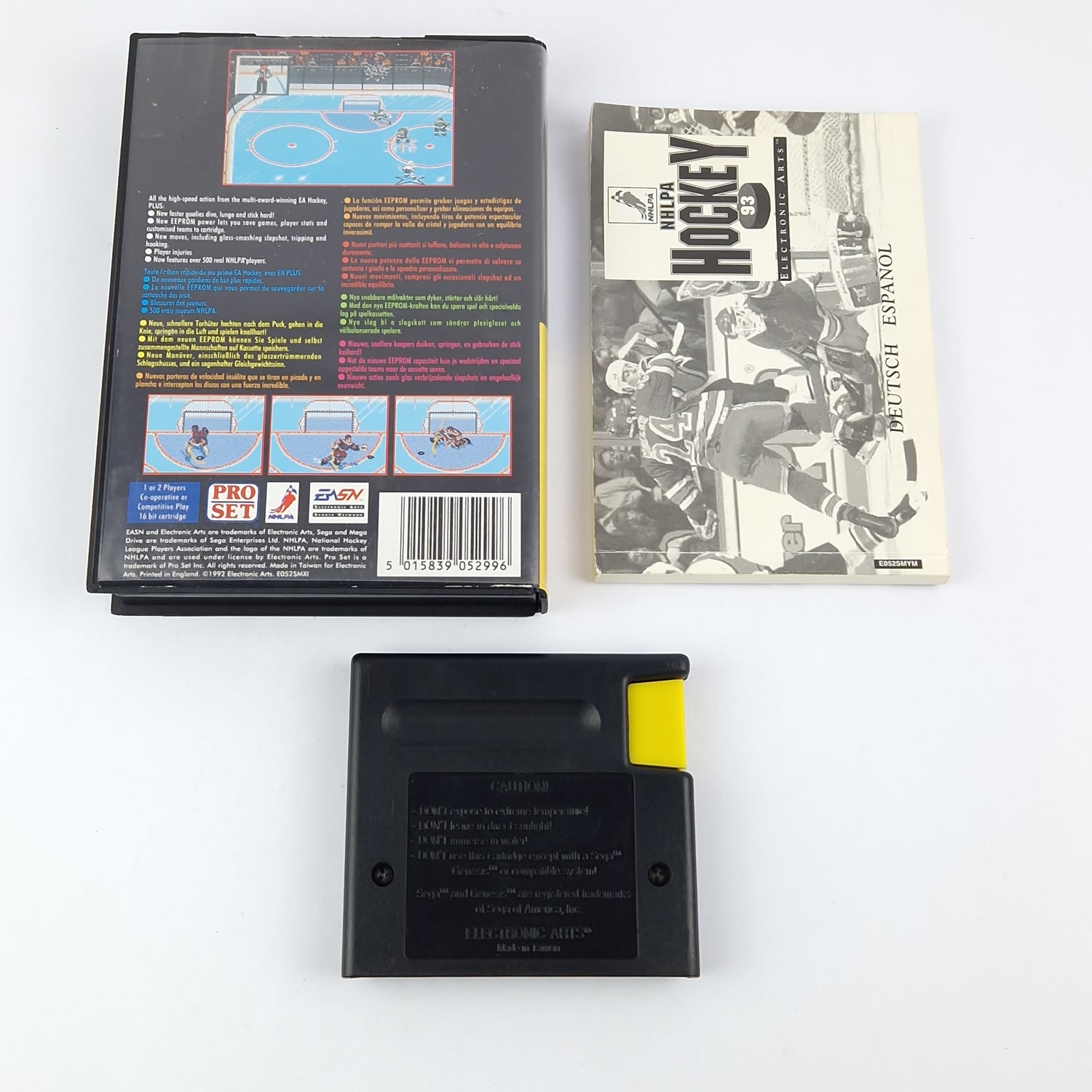 Sega Mega Drive game: NHLPA Hockey 93 Icehockey - original packaging instructions module PAL