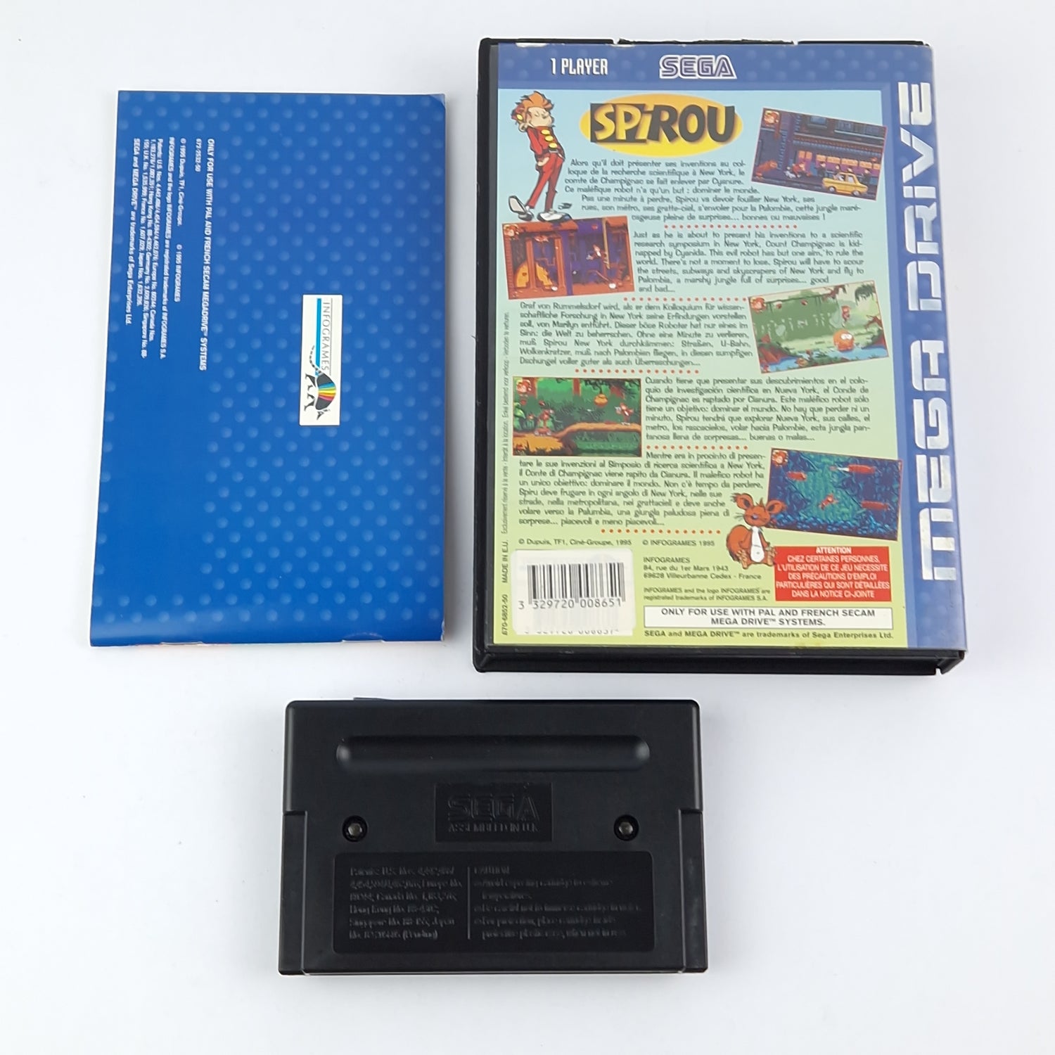 Sega Mega Drive Spiel : SPIROU - OVP Anleitung Modul Cartridge PAL Game