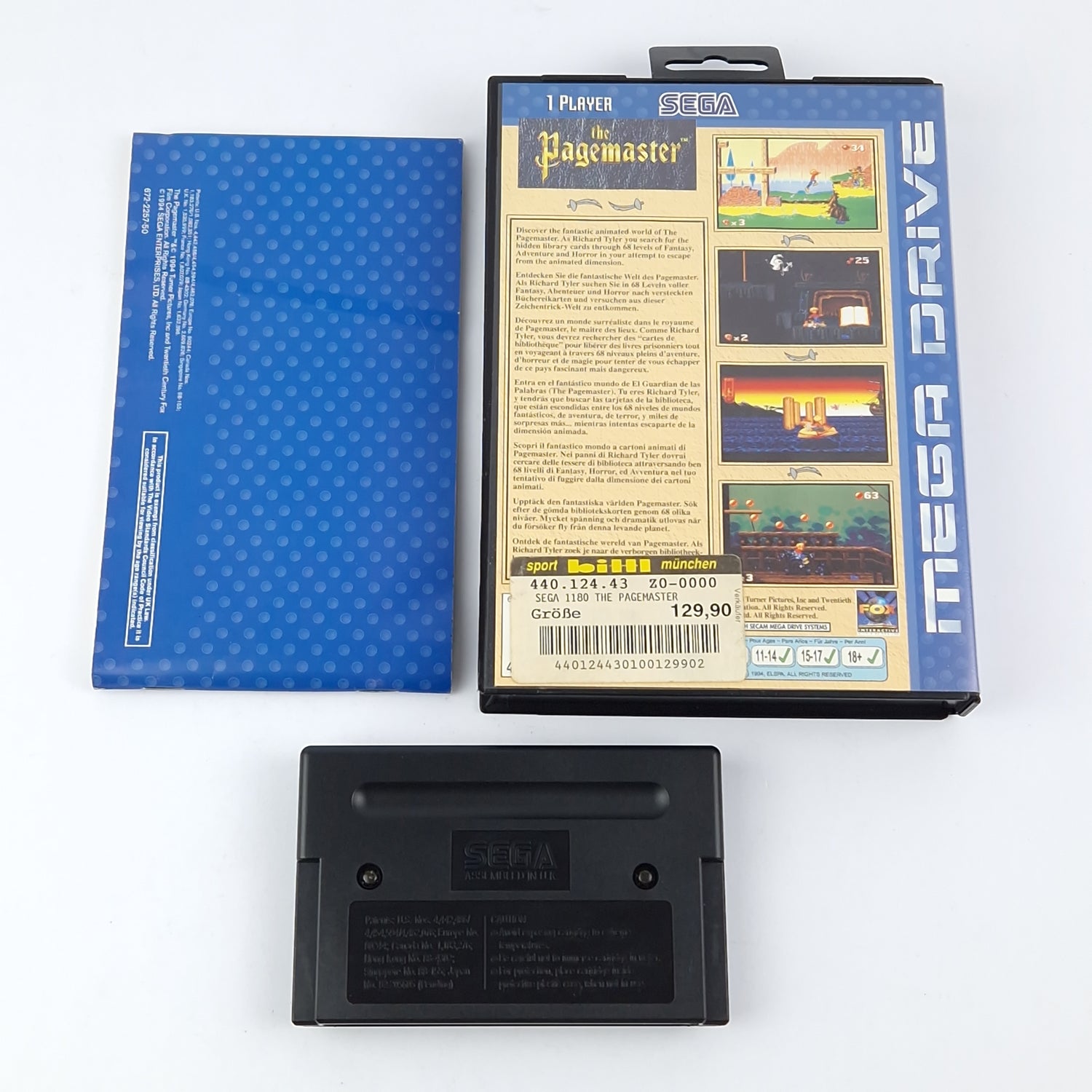 Sega Mega Drive Spiel : The Pagemaster - OVP Anleitung Modul | Pal Game