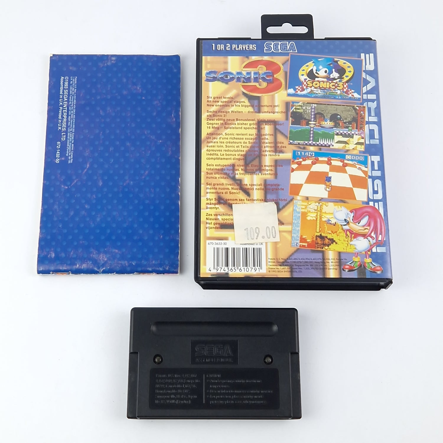 Sega Mega Drive Spiel : Sonic The Hedgehog 3 - OVP Anleitung Modul | Pal Game