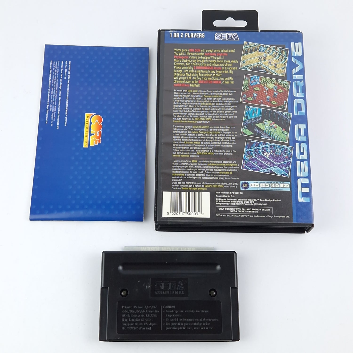 Sega Mega Drive Game: Skeleton Krew - OVP Instructions Module | Pal Game