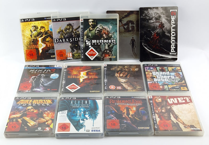 Playstation 3 Konsolen Bundle USK 18 mit 13 Spielen, Kabel & Controller PS3