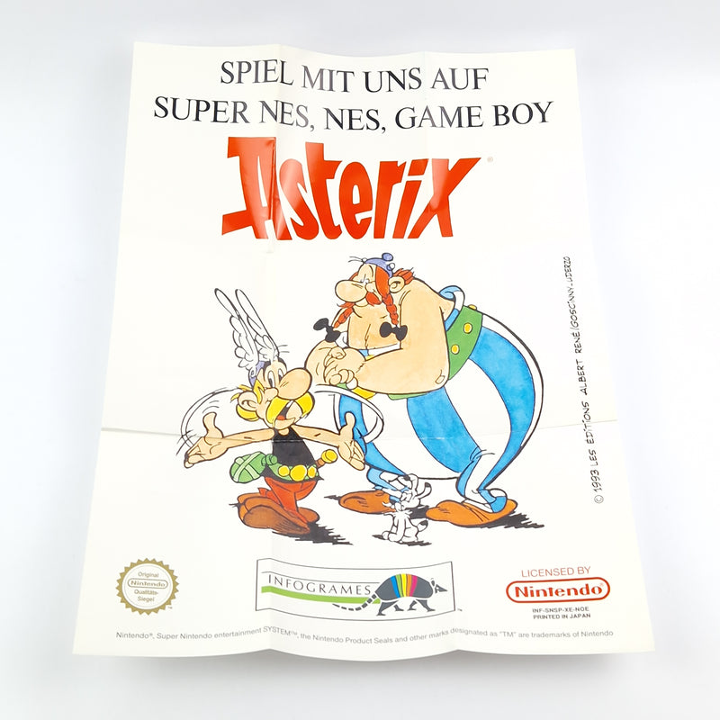 Super Nintendo Spiel : Asterix mit Poster - OVP Anleitung Modul  Snes Pal Game