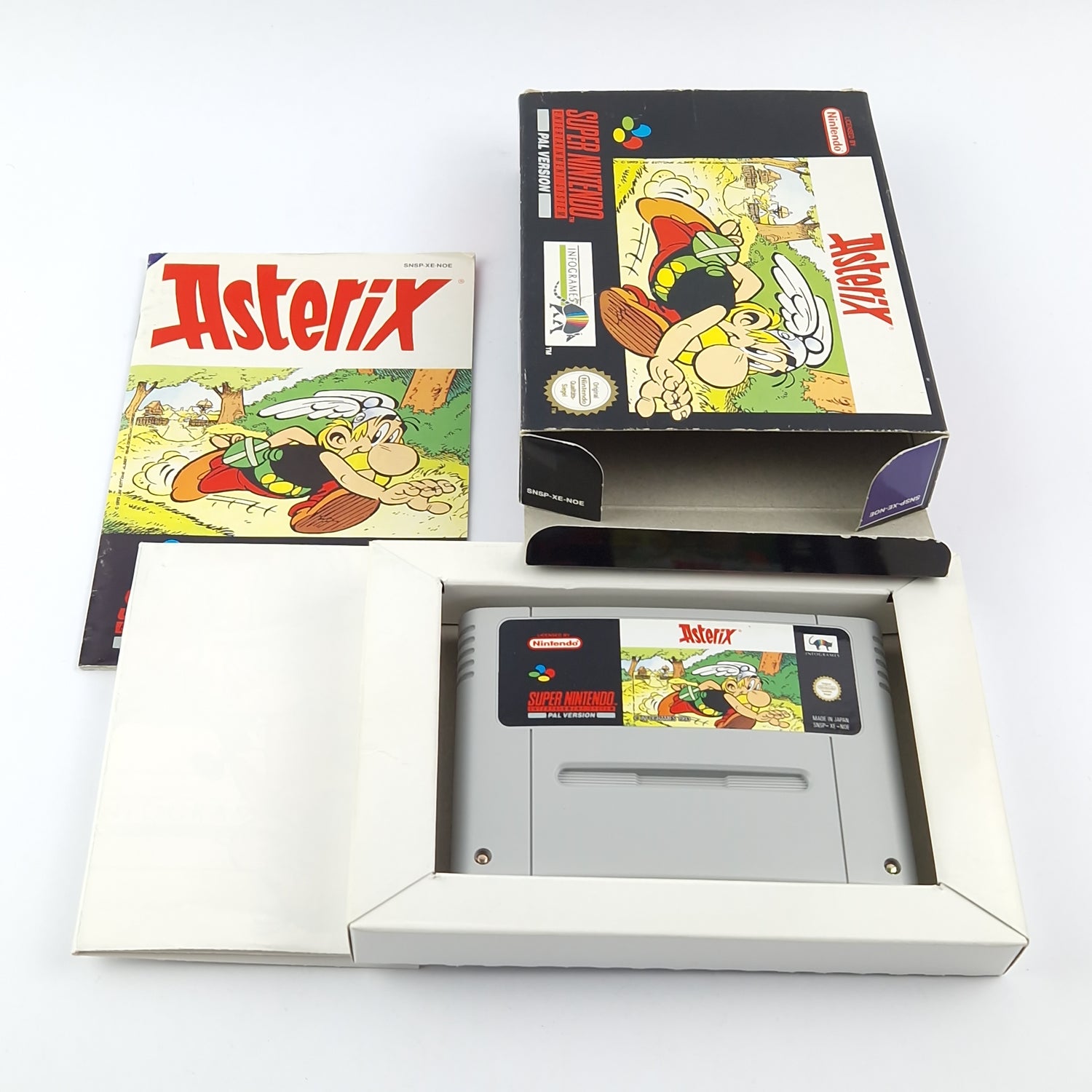 Super Nintendo Spiel : Asterix mit Poster - OVP Anleitung Modul  Snes Pal Game