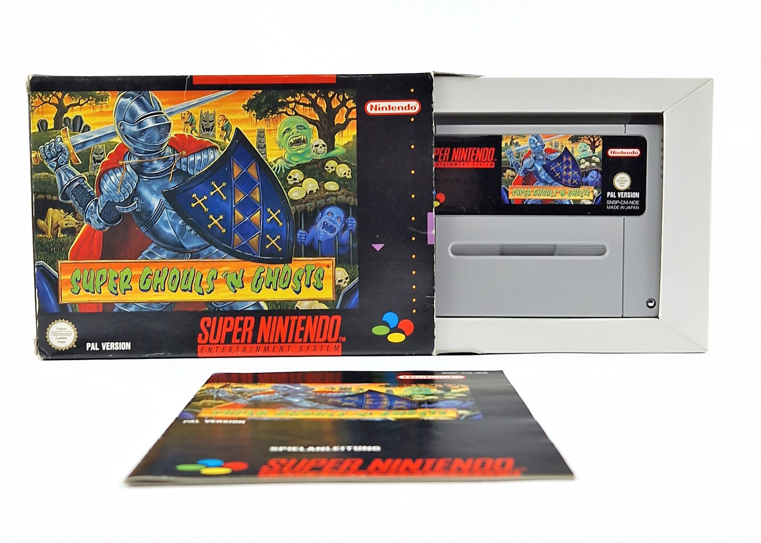 Super Nintendo Game: Super Ghouls N Ghosts - OVP Instructions Module SNES Pal Game