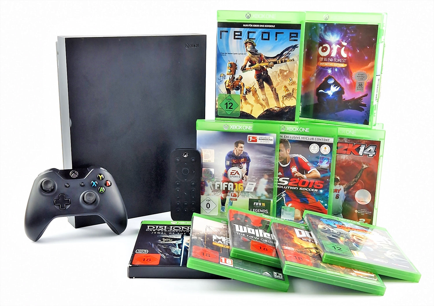Xbox One X Konsole mit Controller, Kabel und 10 Spielen