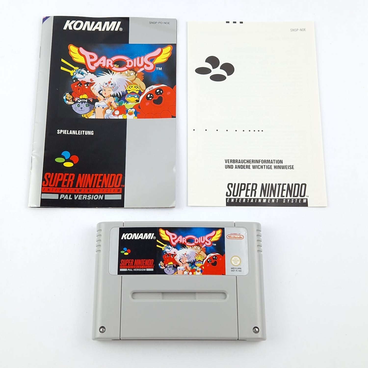 Super Nintendo game: Parodius - original packaging instructions module | SNES PAL Konami