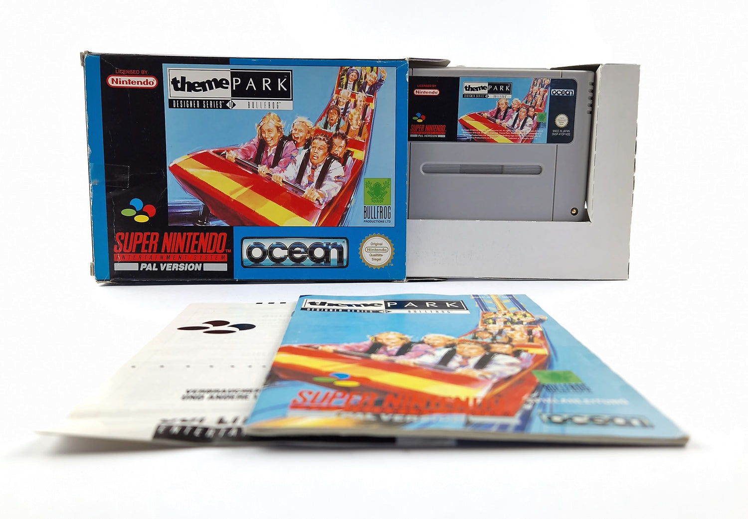 Super Nintendo Spiel : Theme Park - OVP Anleitung Modul / CIB SNES PAL Game