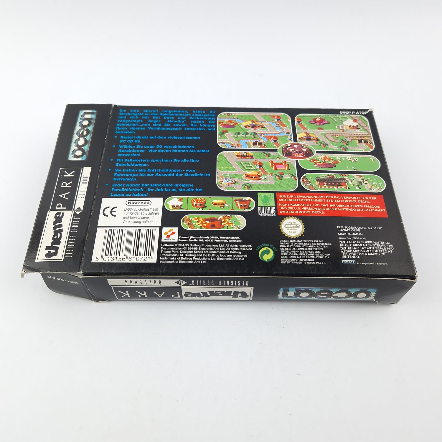 Super Nintendo Spiel : Theme Park - OVP Anleitung Modul / CIB SNES PAL Game