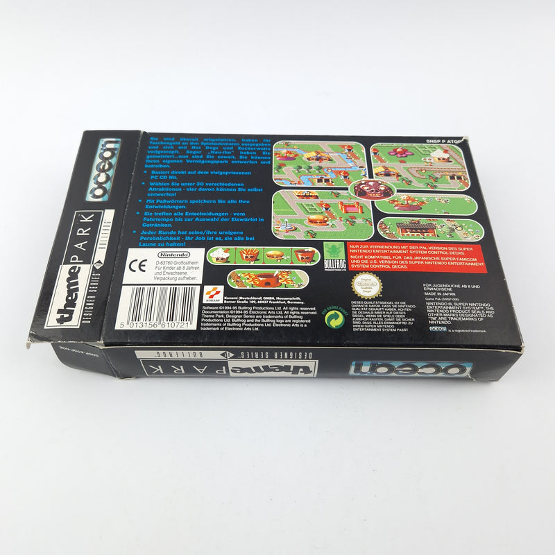 Super Nintendo Spiel : Theme Park - OVP Anleitung Modul / CIB SNES PAL Game