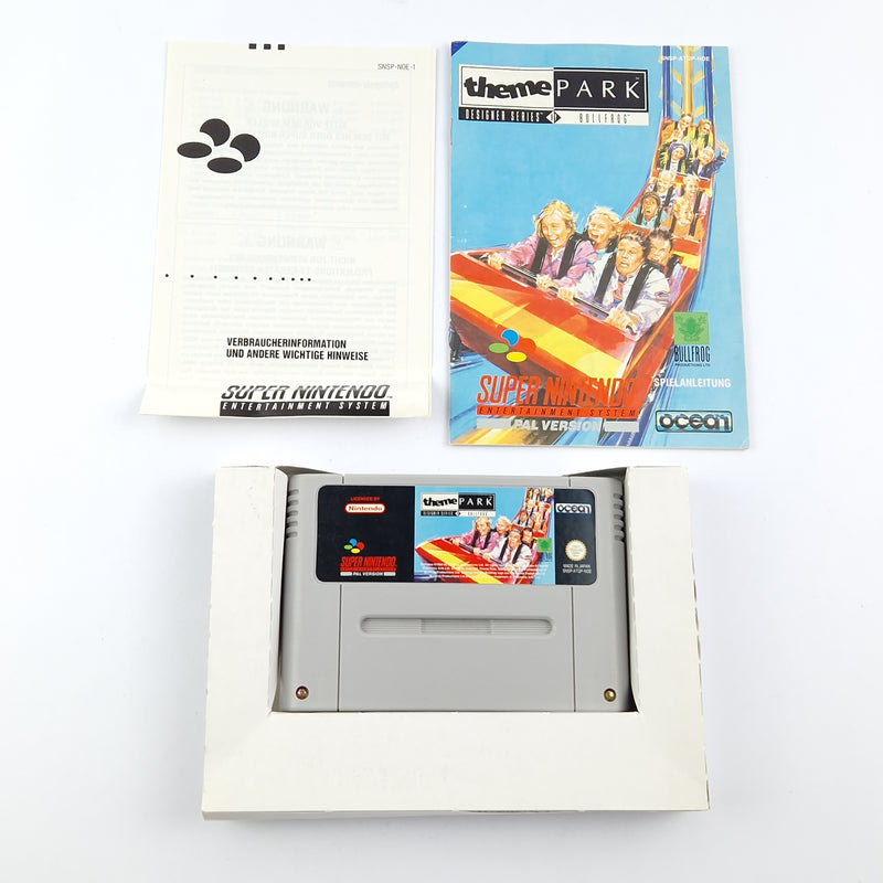 Super Nintendo Spiel : Theme Park - OVP Anleitung Modul / CIB SNES PAL Game