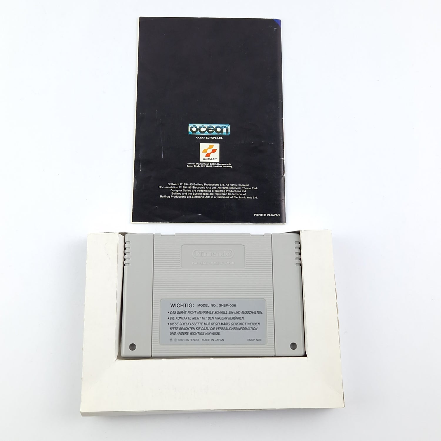 Super Nintendo Spiel : Theme Park - OVP Anleitung Modul / CIB SNES PAL Game