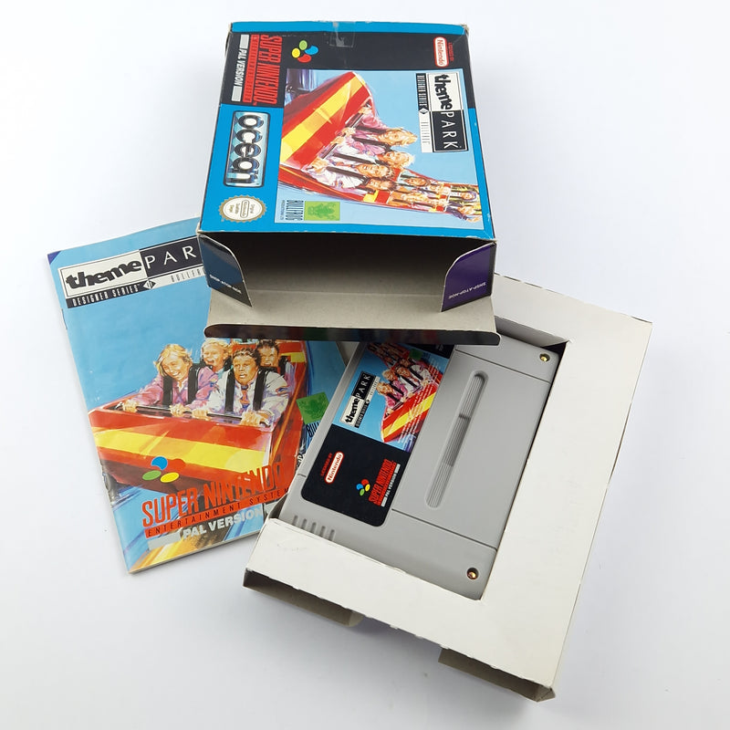 Super Nintendo Spiel : Theme Park - OVP Anleitung Modul / CIB SNES PAL Game