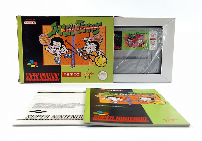 Super Nintendo Spiel : Smash Tennis - OVP Anleitung Modul / CIB SNES PAL Game