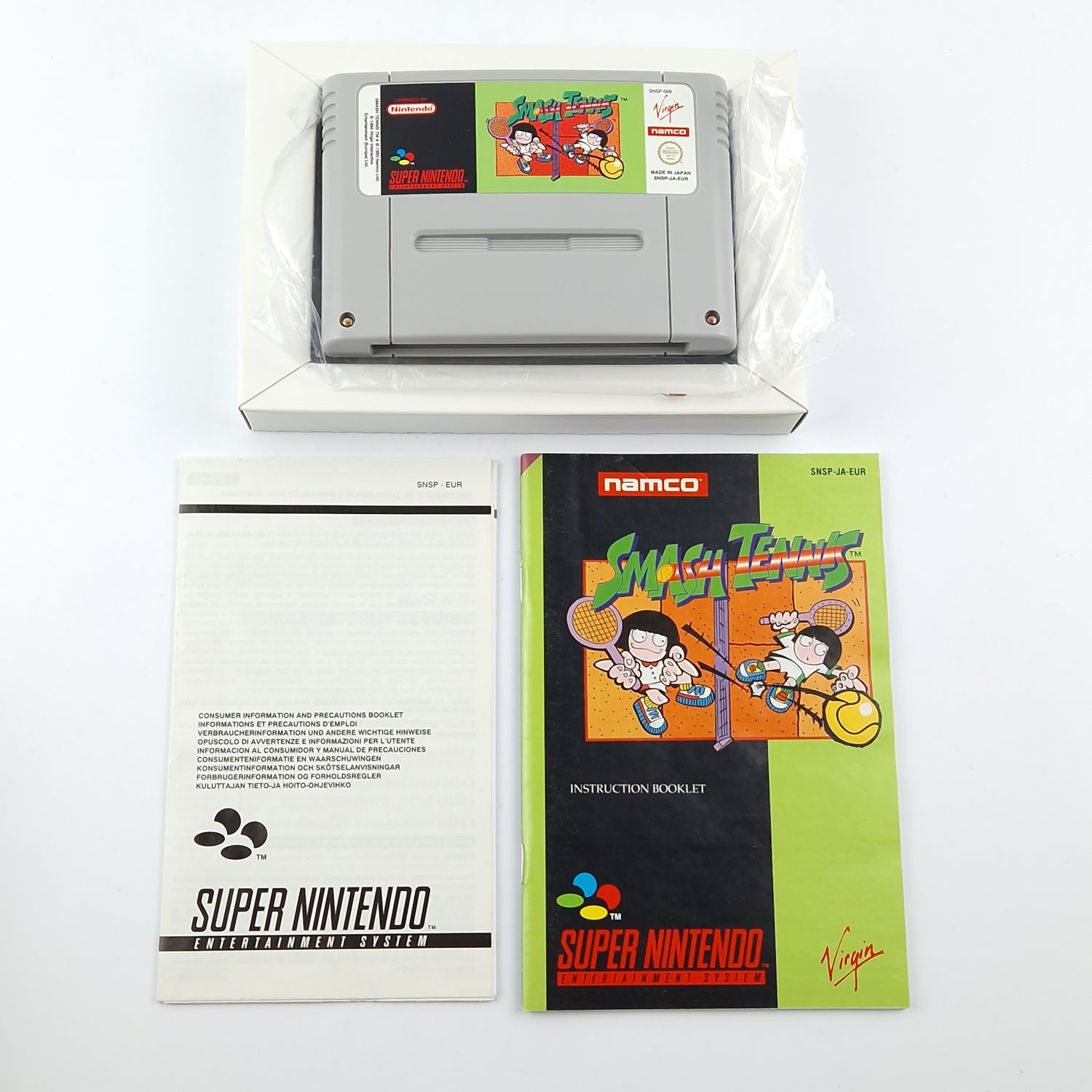 Super Nintendo Spiel : Smash Tennis - OVP Anleitung Modul / CIB SNES PAL Game