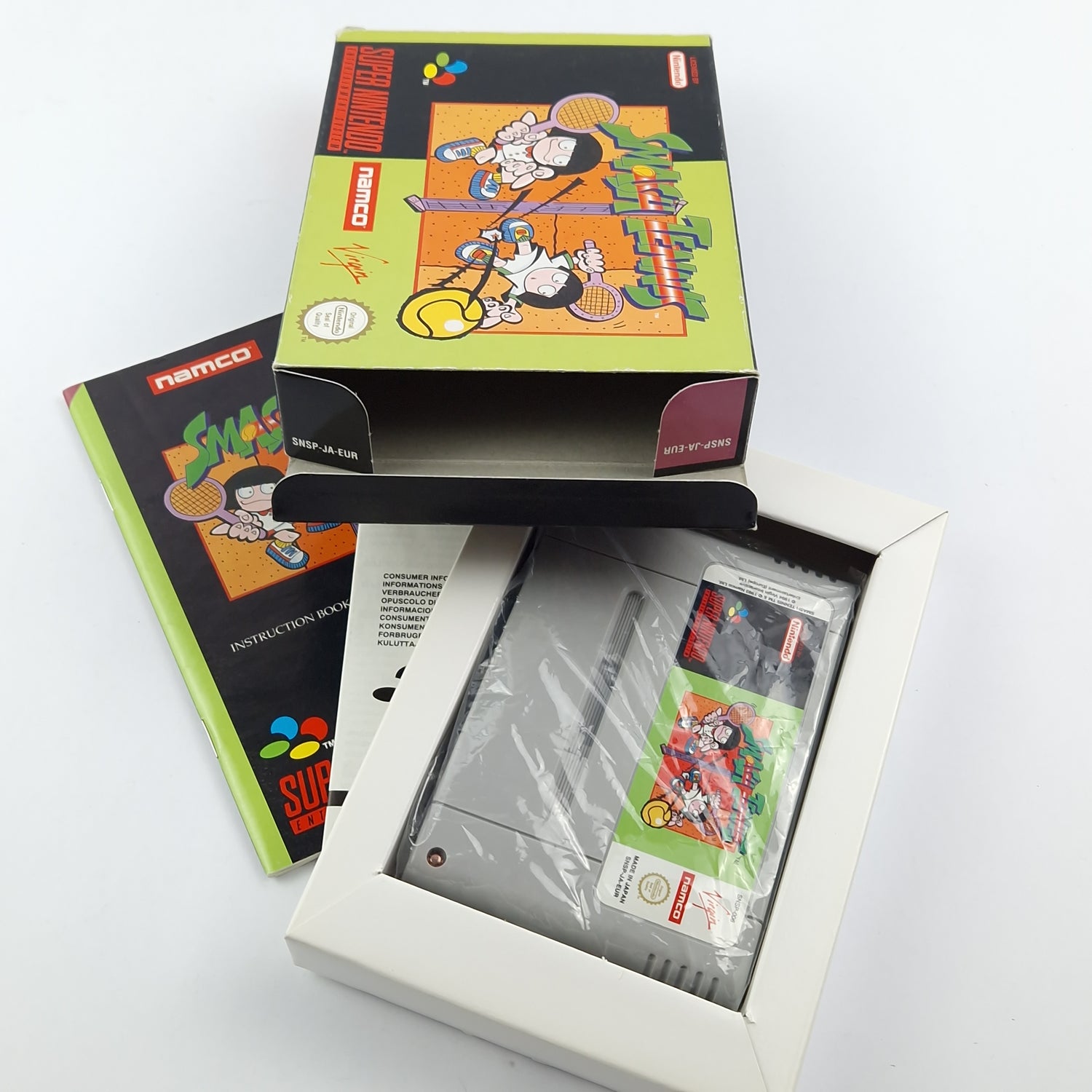 Super Nintendo Spiel : Smash Tennis - OVP Anleitung Modul / CIB SNES PAL Game