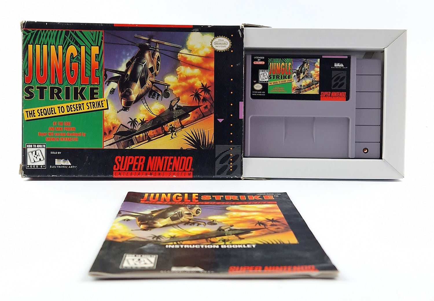 Super Nintendo Spiel : Jungle Strike The Sequel to Desert Strike - OVP CIB SNES