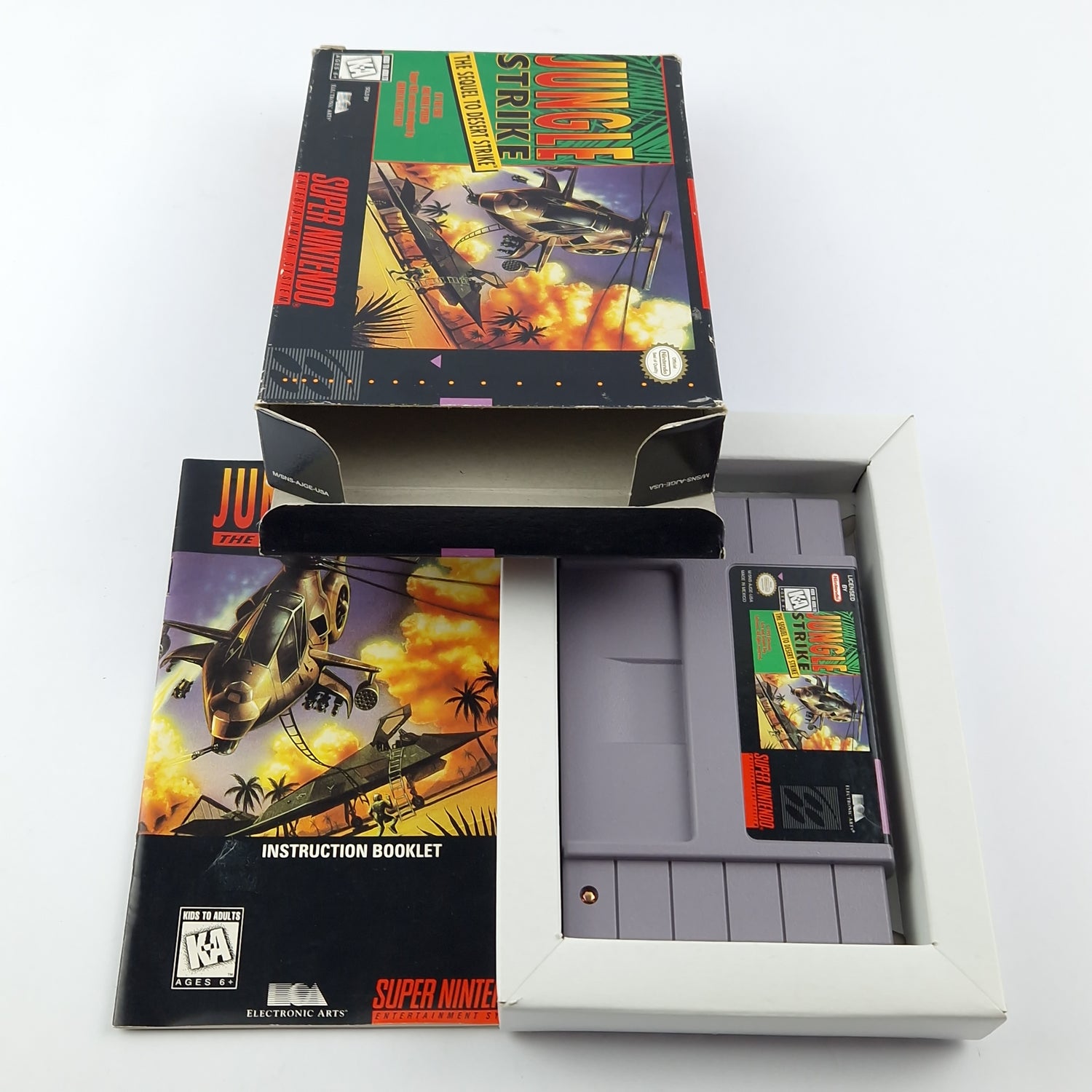 Super Nintendo Spiel : Jungle Strike The Sequel to Desert Strike - OVP CIB SNES