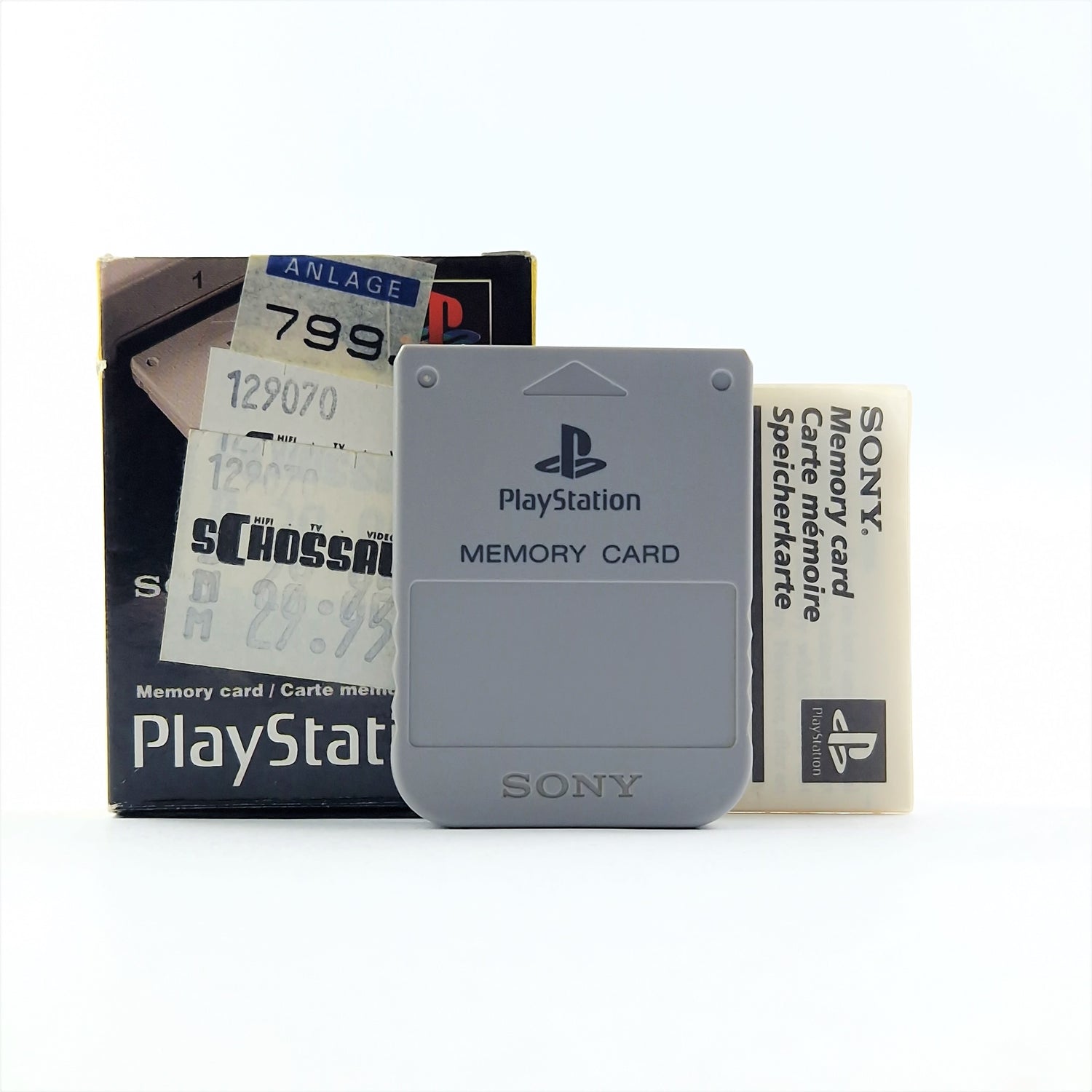 Playstation 1 Speicherkarte : Memory Card Grau mit OVP - Sony PS1 PAL
