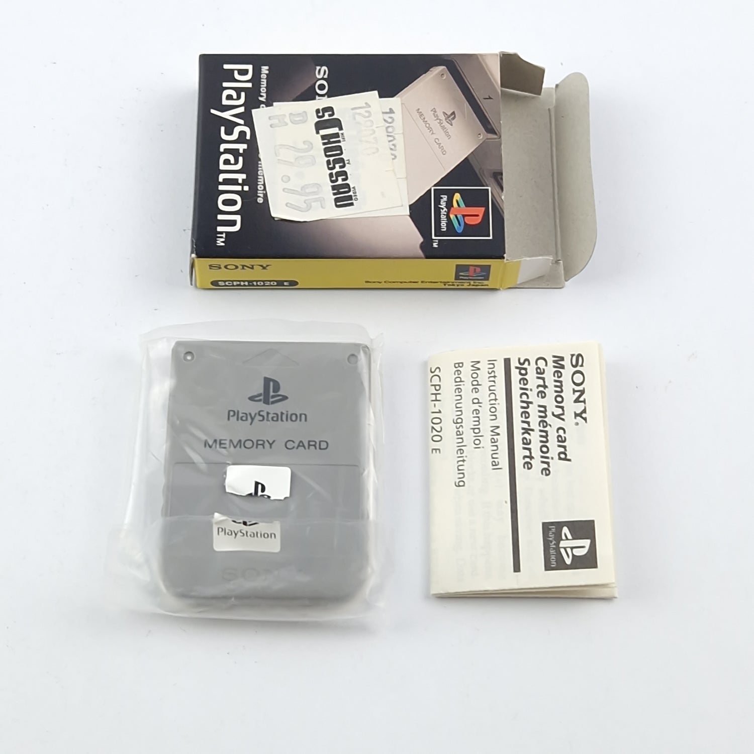 Playstation 1 Speicherkarte : Memory Card Grau mit OVP - Sony PS1 PAL Aufkleber