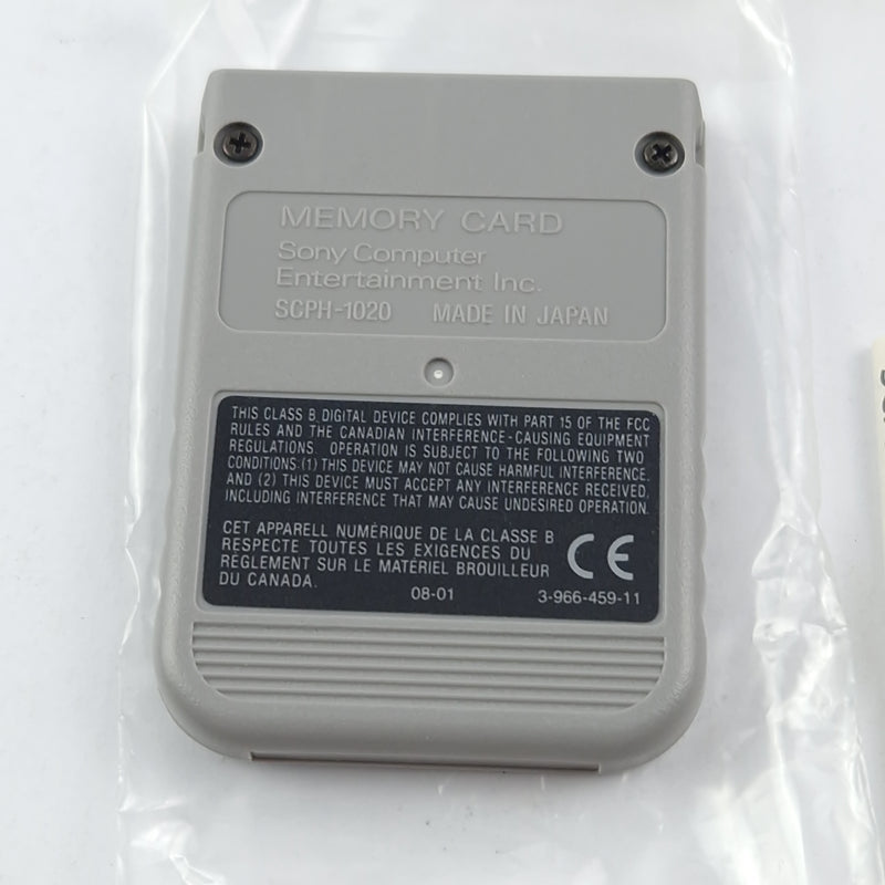 Playstation 1 Speicherkarte : Memory Card Grau mit OVP - Sony PS1 PAL Aufkleber