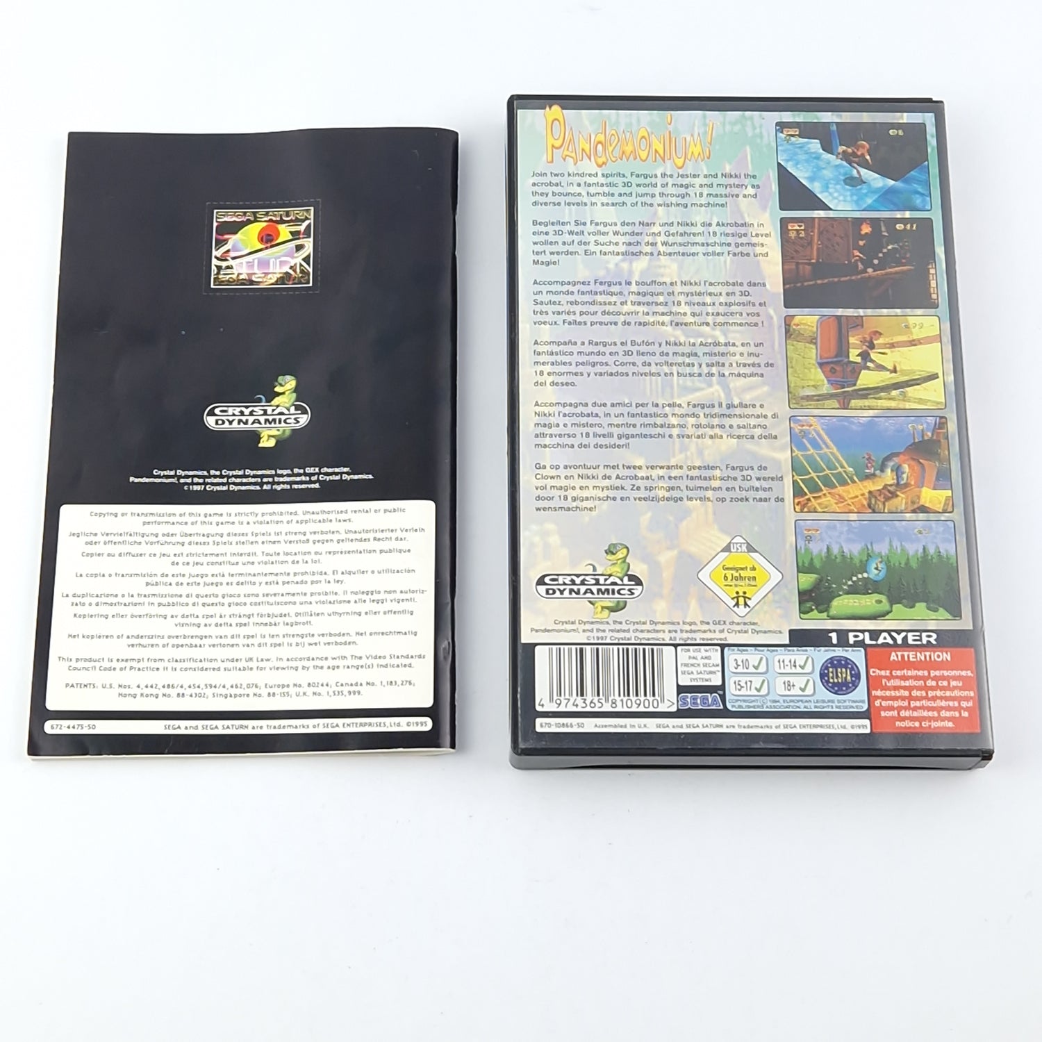 Sega Saturn Spiel : Pandemonium! - OVP Anleitung PAL Disk / PAL