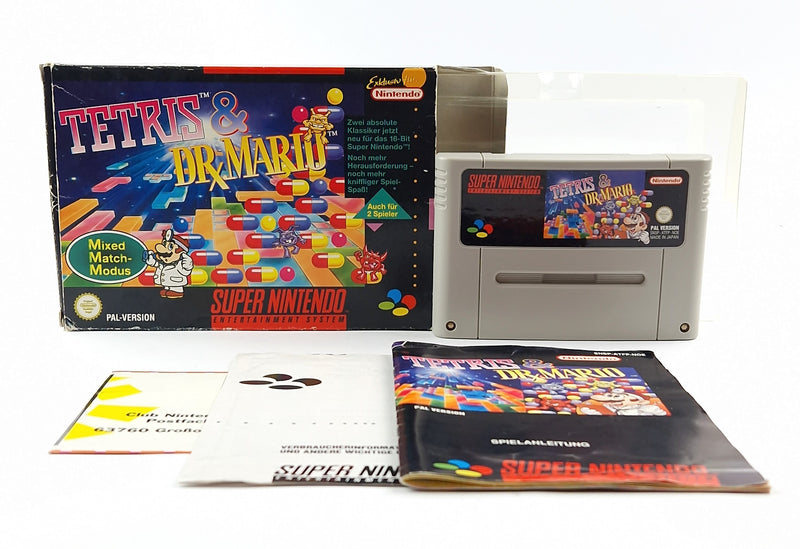 Super Nintendo Spiel : Tetris & Dr. Mario - OVP Anleitung Modul  SNES Cartridge