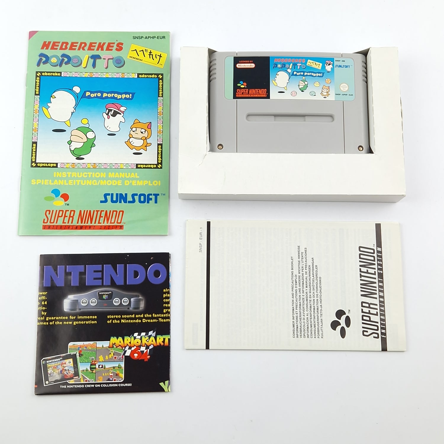 Super Nintendo Spiel : Hebereke´s Popoitto - OVP Anleitung Modul / SNES PAL
