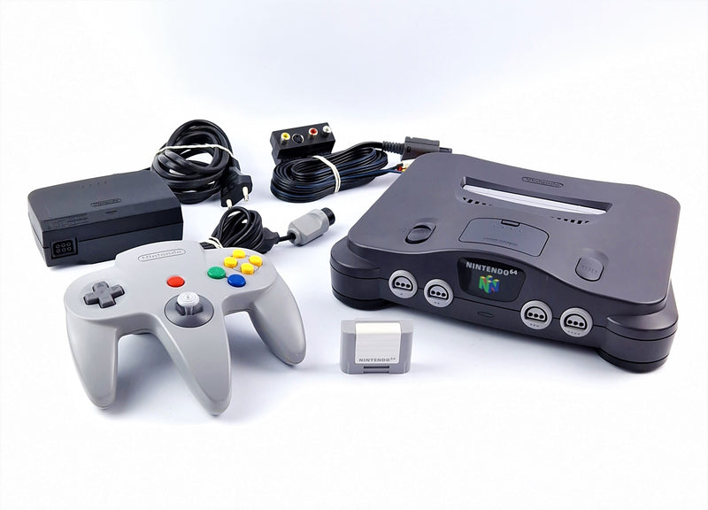Nintendo 64 Konsole mit Controller, Speicherkarte & Anschlusskabel - N64 Console