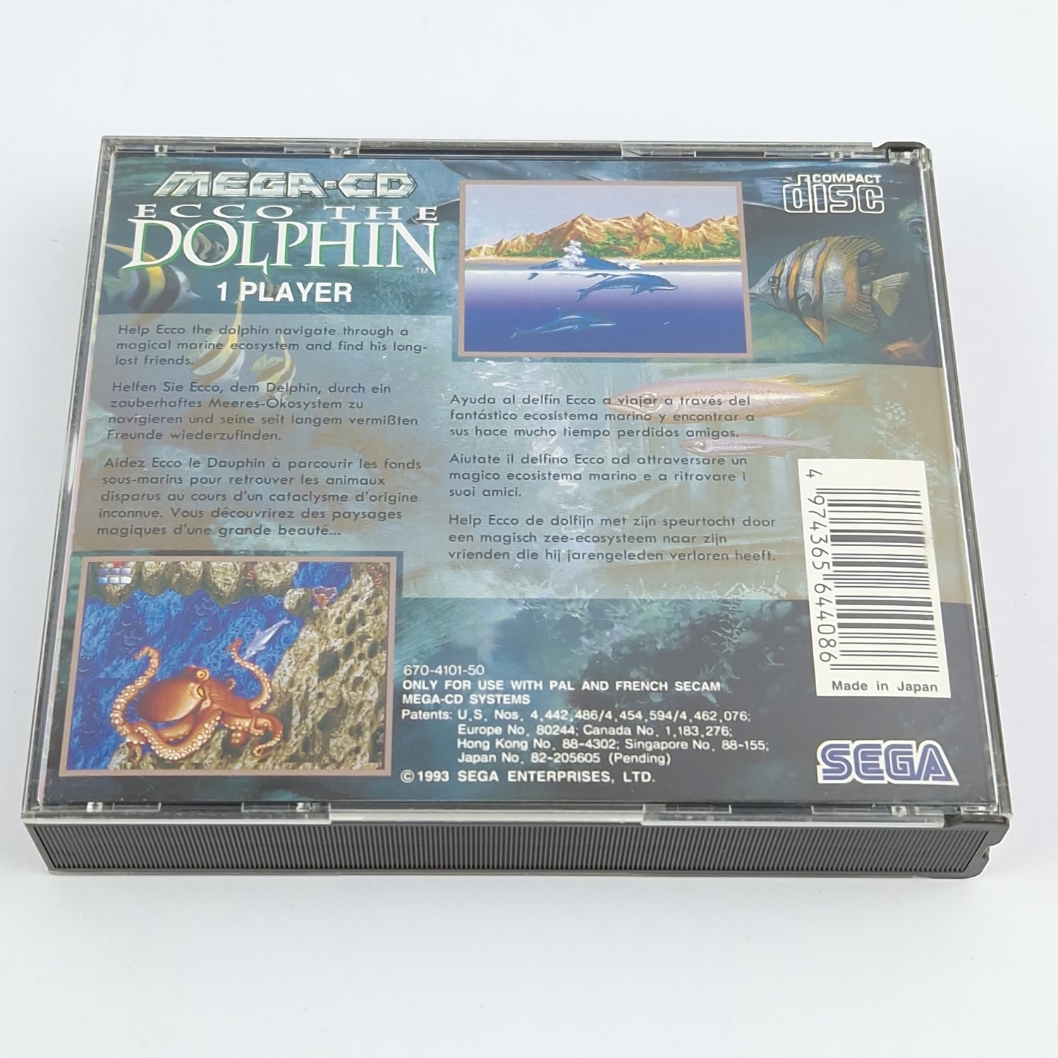 Sega Mega CD Spiel : Ecco The Dolphin - CD Anleitung OVP / MCD PAL DISK Game