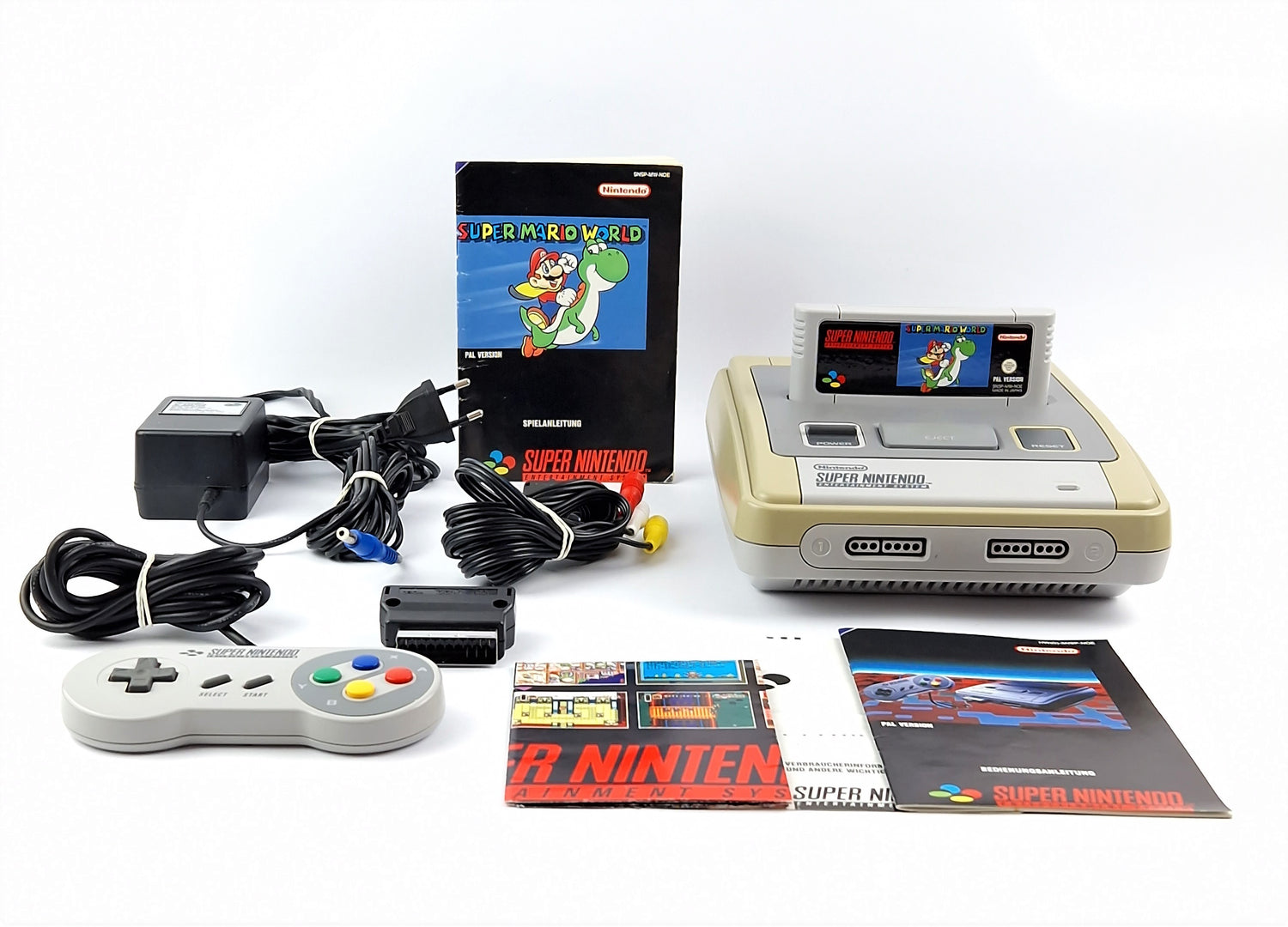 Super Nintendo Konsolen Bundle : Konsole - Super Mario World - Controller SNES