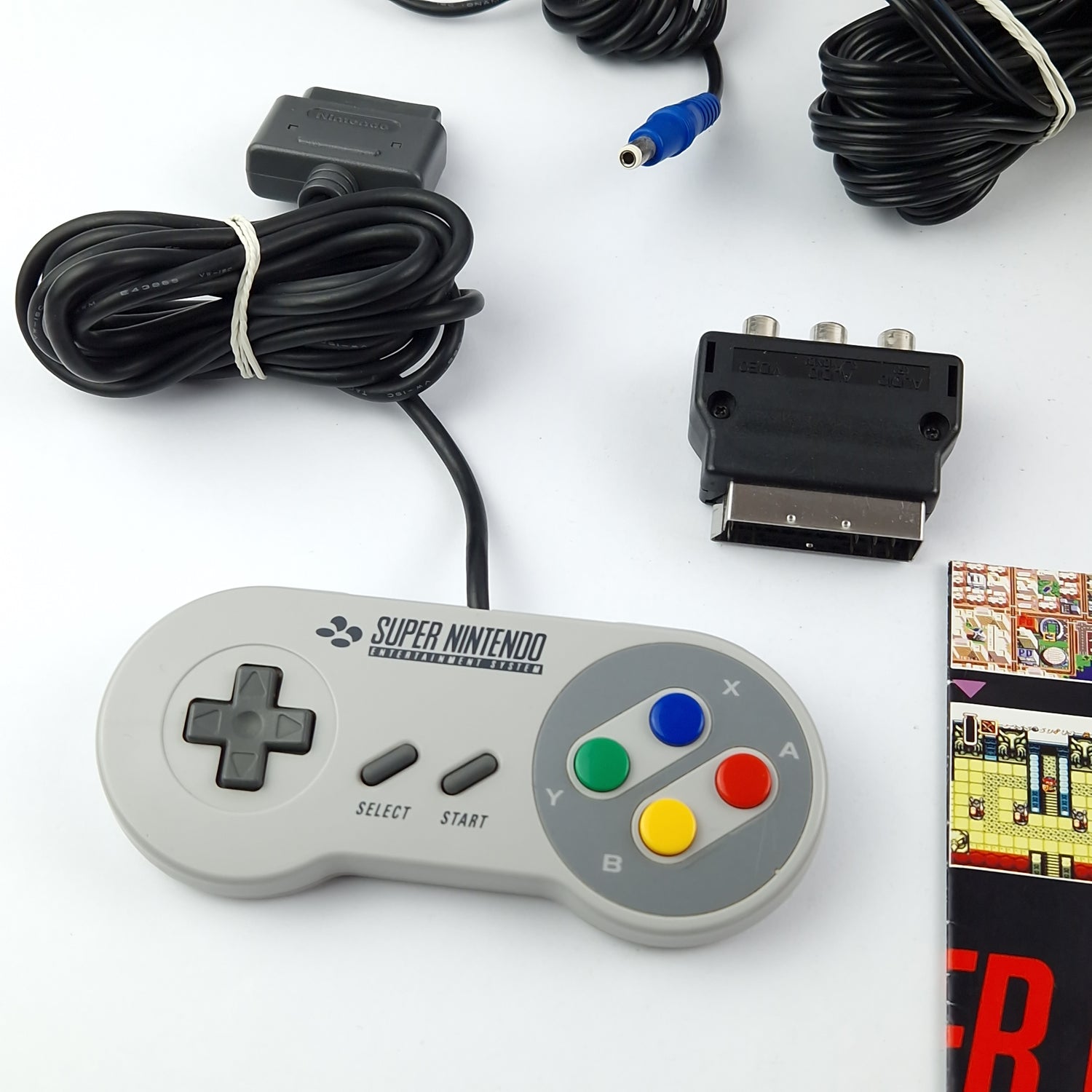 Super Nintendo Konsolen Bundle : Konsole - Super Mario World - Controller SNES