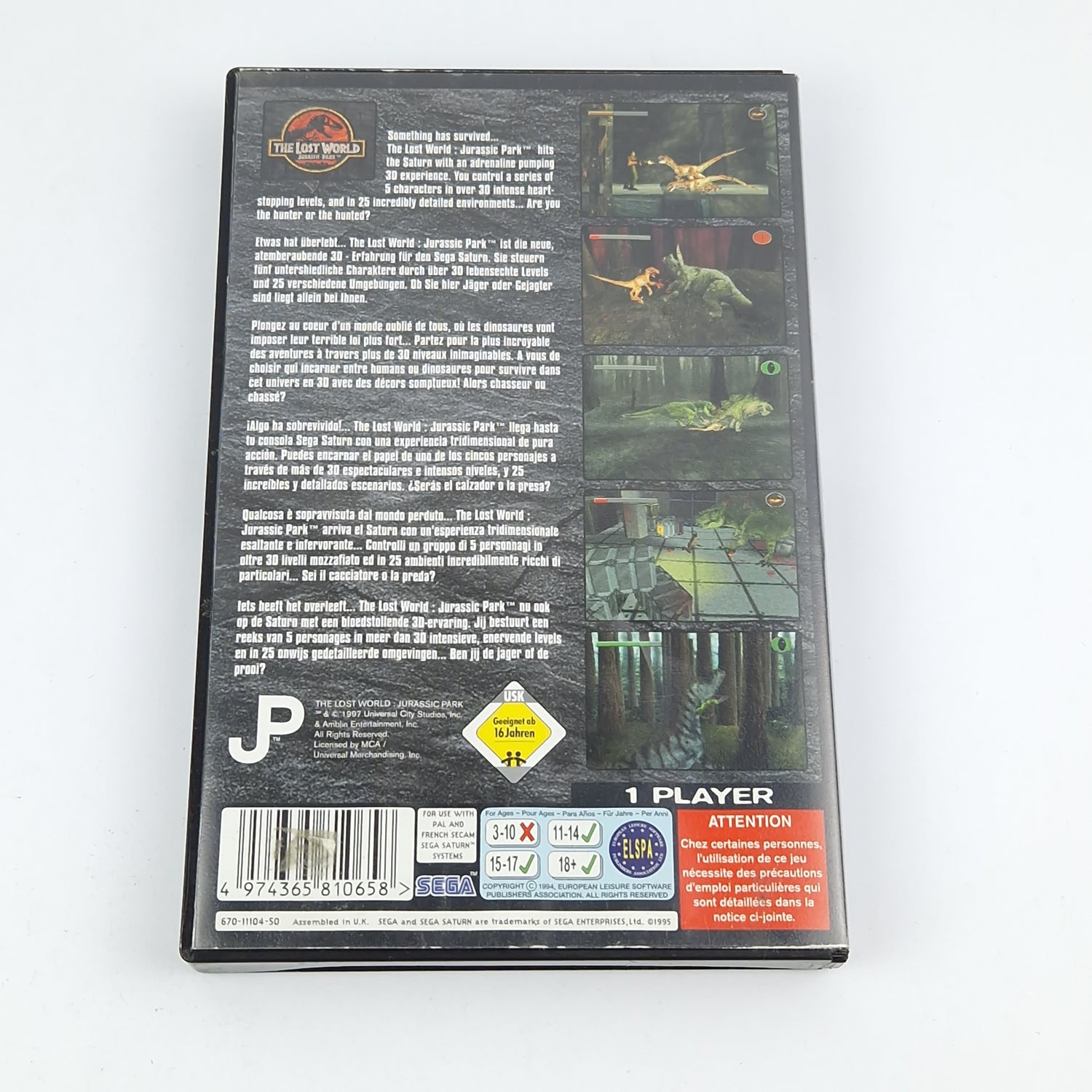 Sega Saturn Spiel : The Lost World Jurassic Park - CD Anleitung OVP / PAL Disk