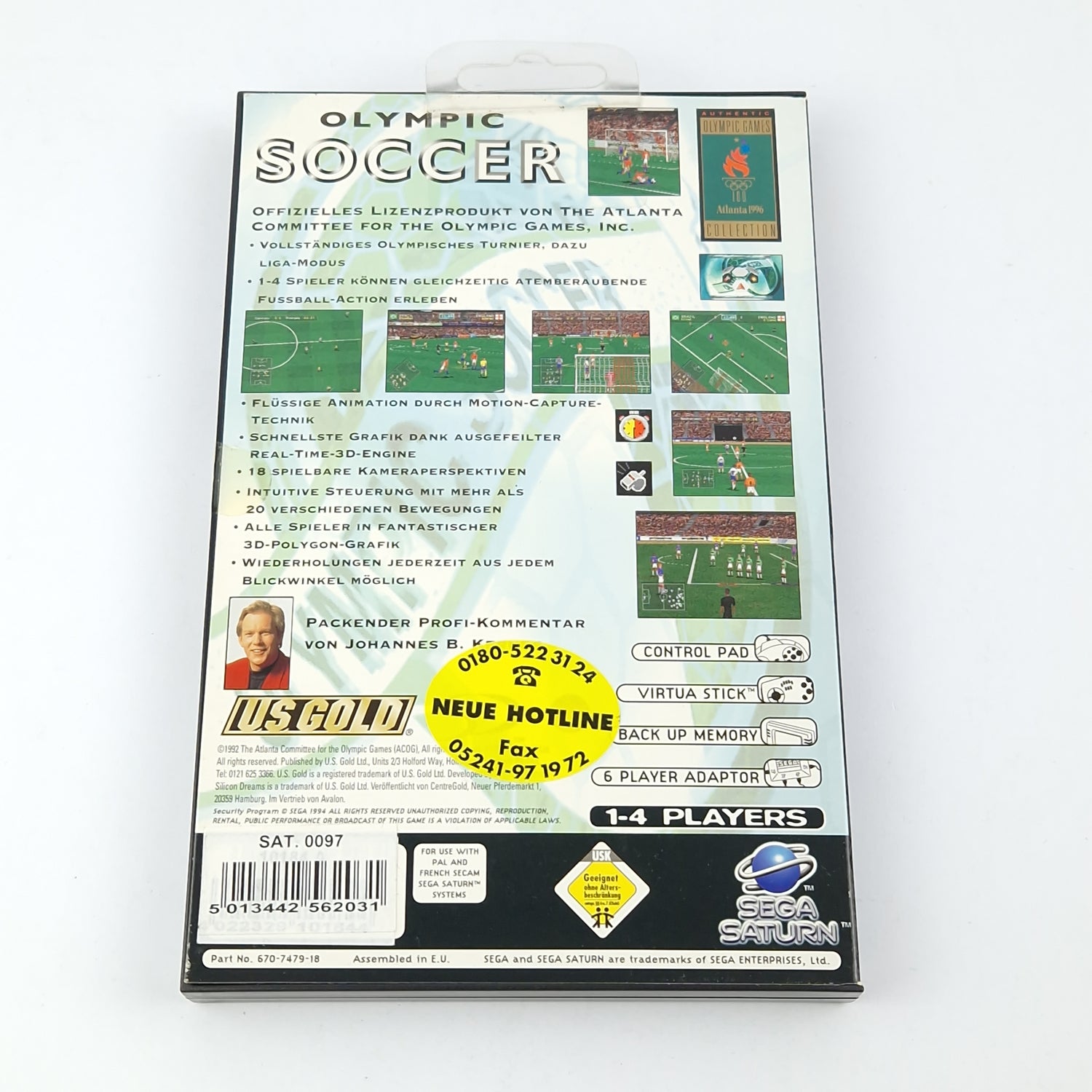 Sega Saturn Game: Olympic Soccer - CD Instructions OVP cib / PAL Disk